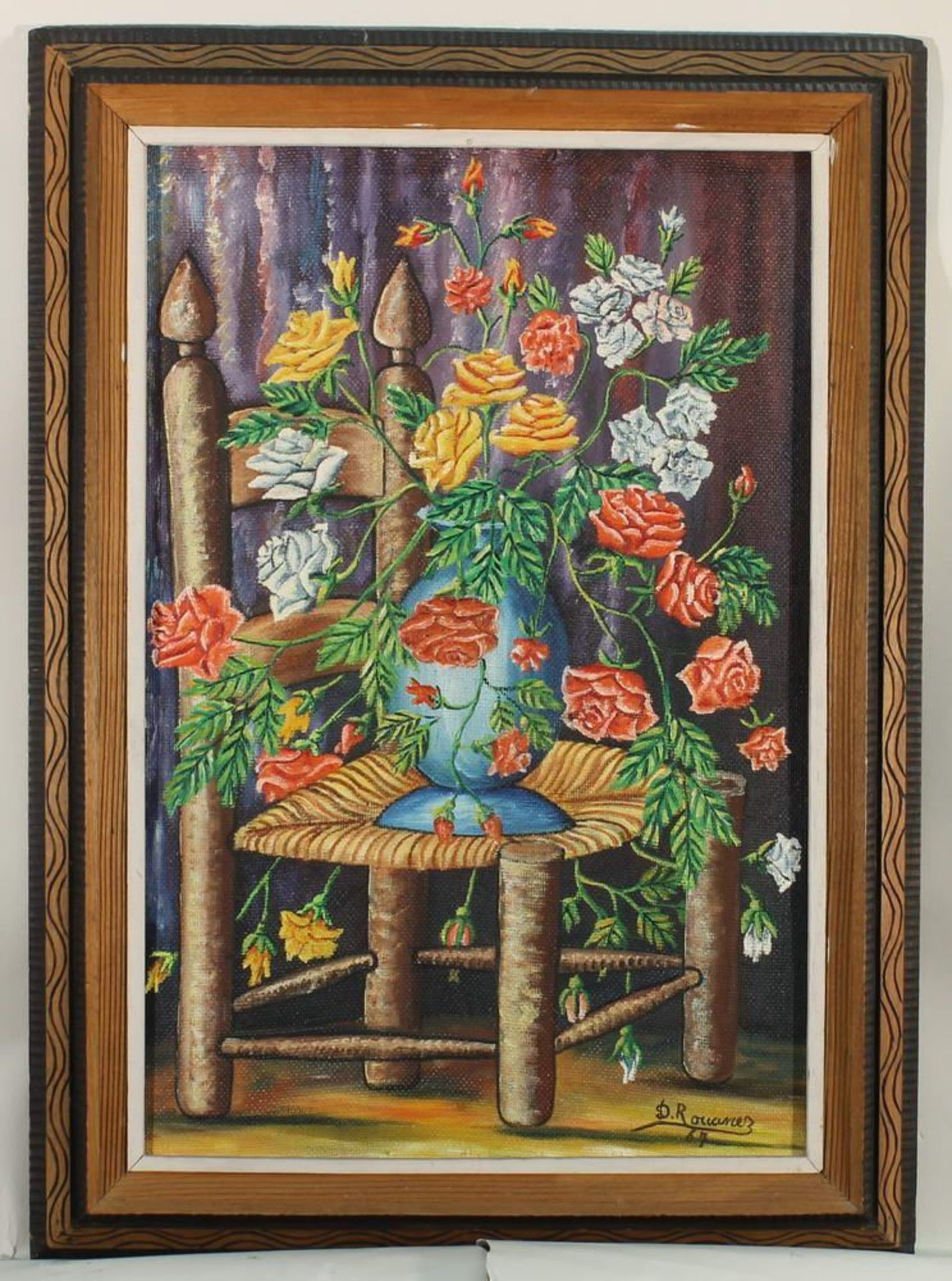 Reserve: 160 EUR        Rouanez, D. (haitianischer Künstler, tätig 1960er Jahre), "Blumenstrauß - Image 4 of 4