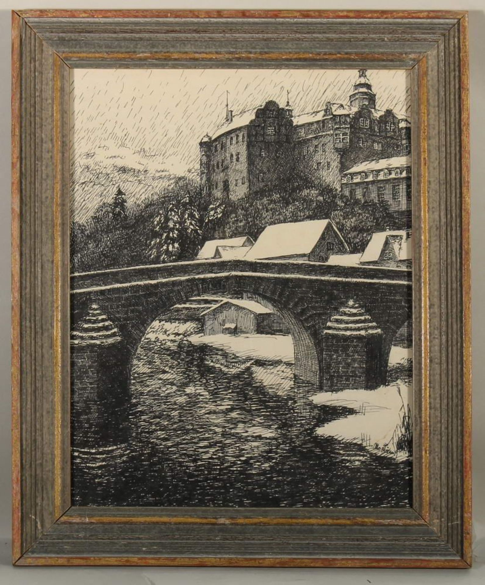 Reserve: 50 EUR        Federzeichnung, "Blick auf Weilburg an der Lahn", signiert u.r. Otto M..., - Image 4 of 4