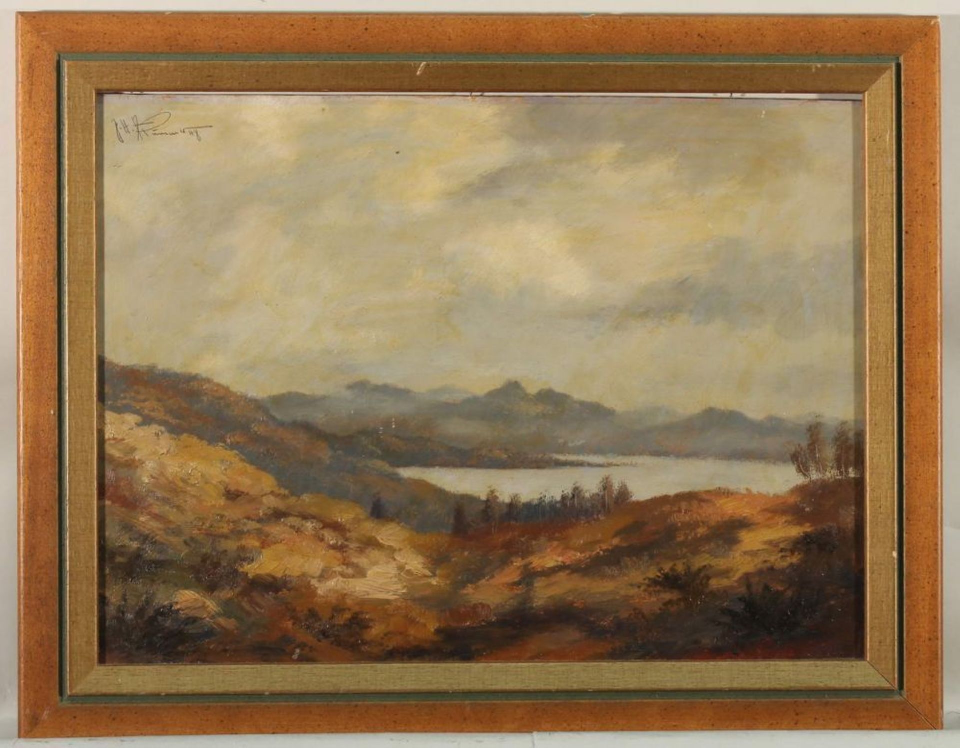 Reserve: 60 EUR        Kummer, J.H. (tätig Mitte 20. Jh.), "Herbstliche Seenlandschaft", Öl auf - Image 4 of 6