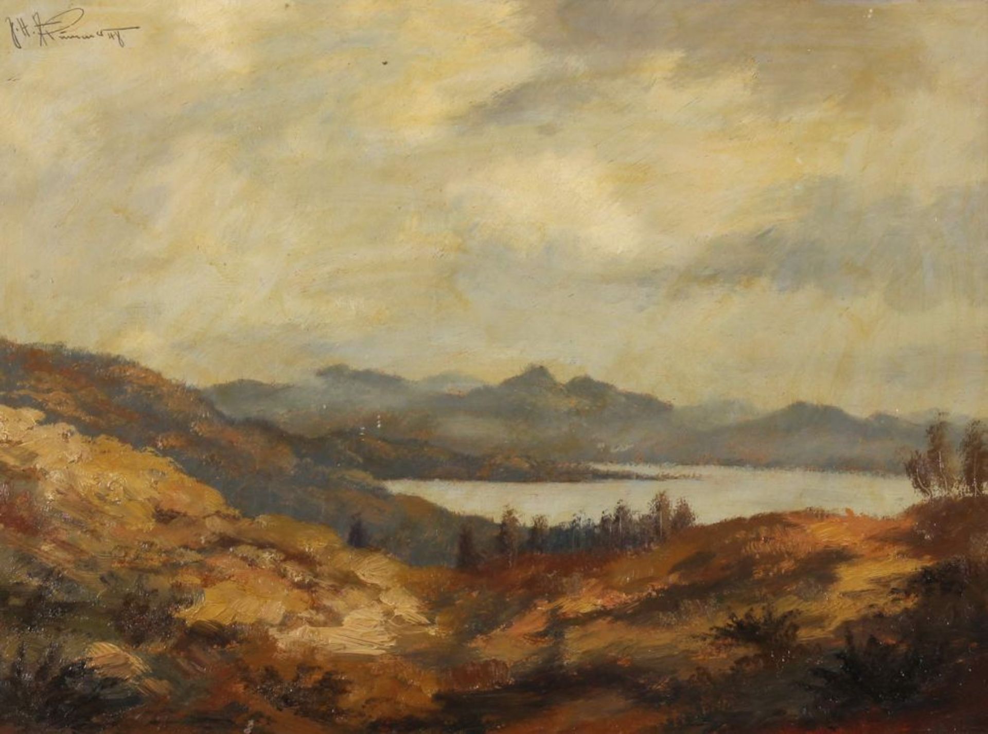 Reserve: 60 EUR        Kummer, J.H. (tätig Mitte 20. Jh.), "Herbstliche Seenlandschaft", Öl auf - Image 2 of 6