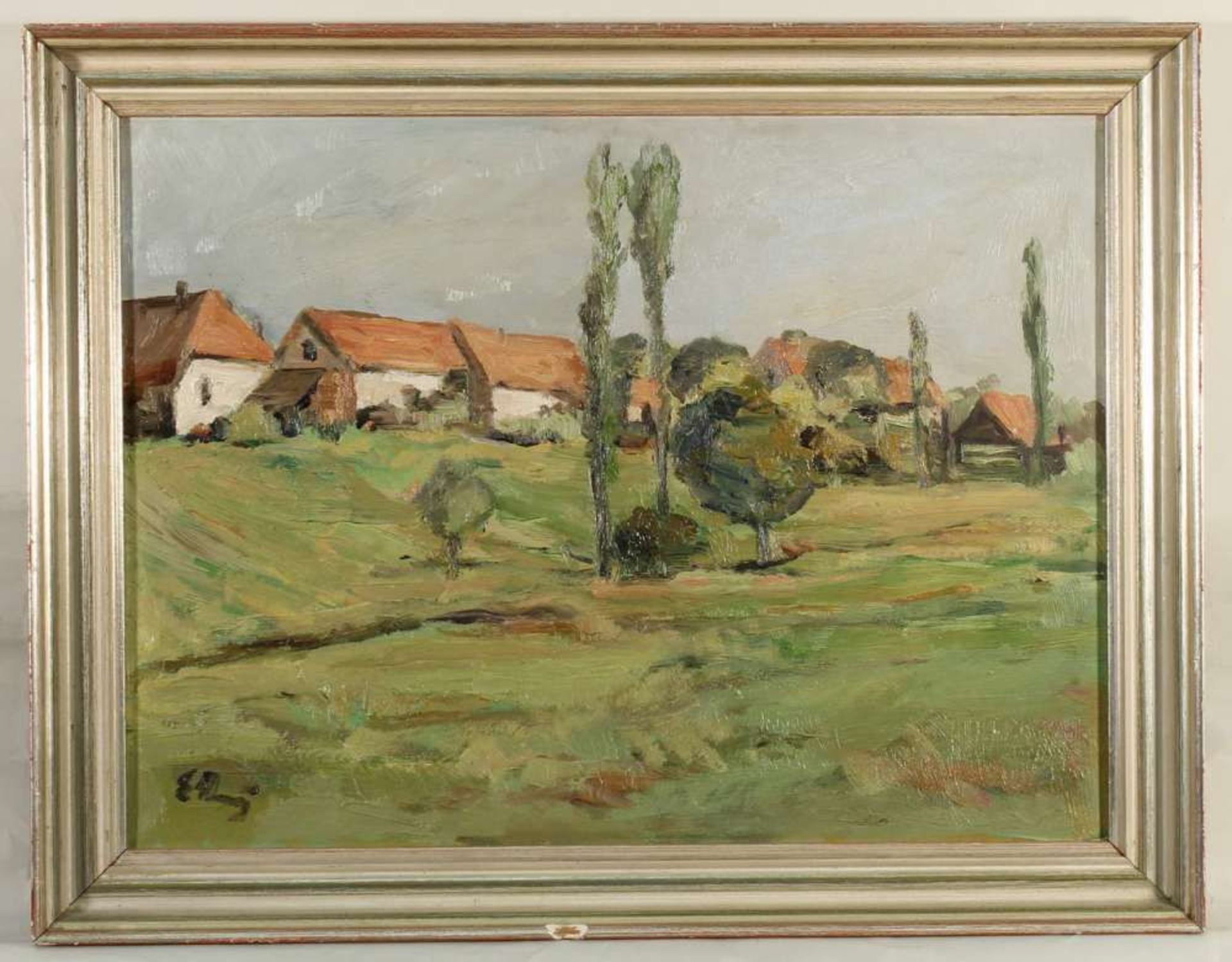 Reserve: 90 EUR        Haug, Erwin (1913 Karlsruhe - 2004, Maler und Zeichner), "Bauerndorf am - Image 3 of 6