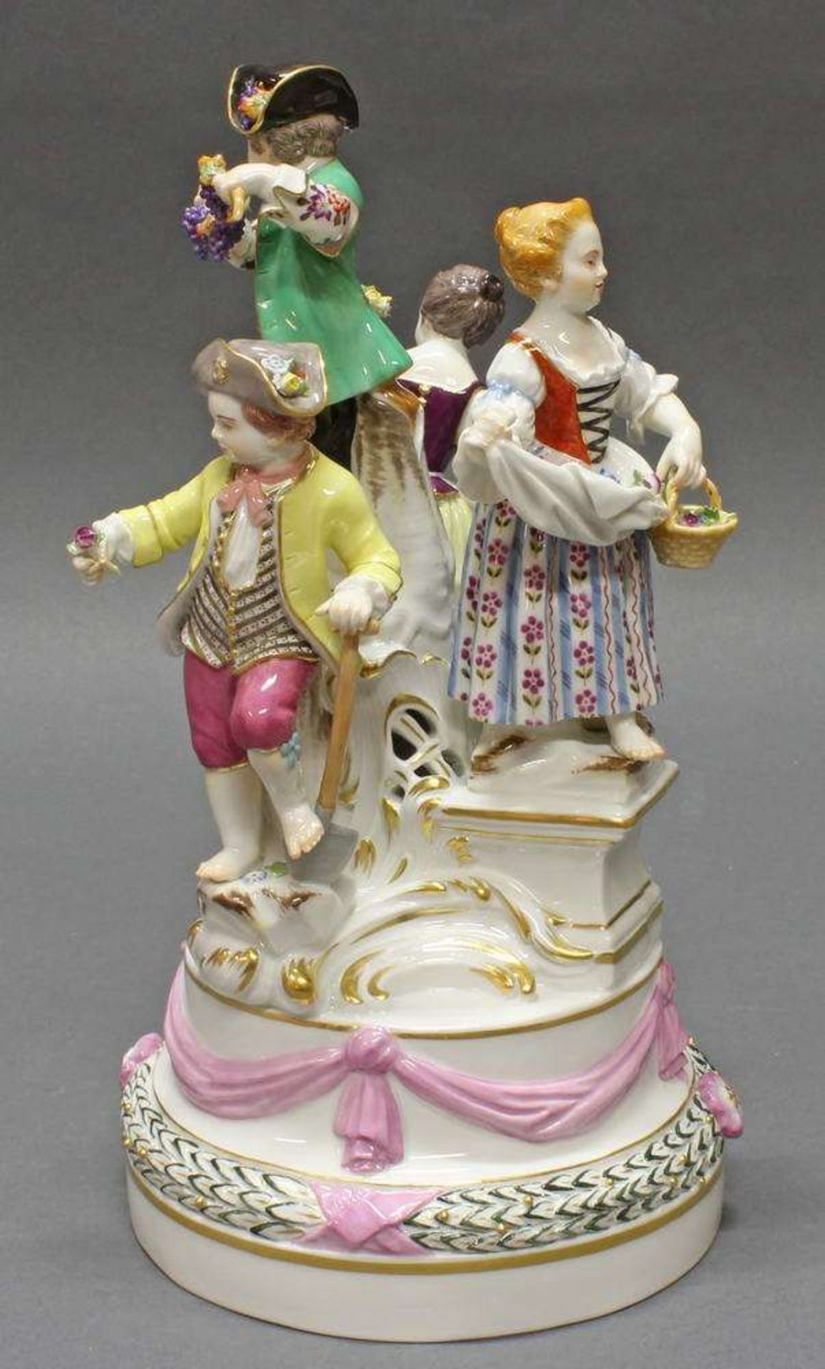 Reserve: 1600 EUR        Porzellangruppe, "Gärtnergruppe", Meissen, Schwertermarke, 1. Wahl, - Image 3 of 8