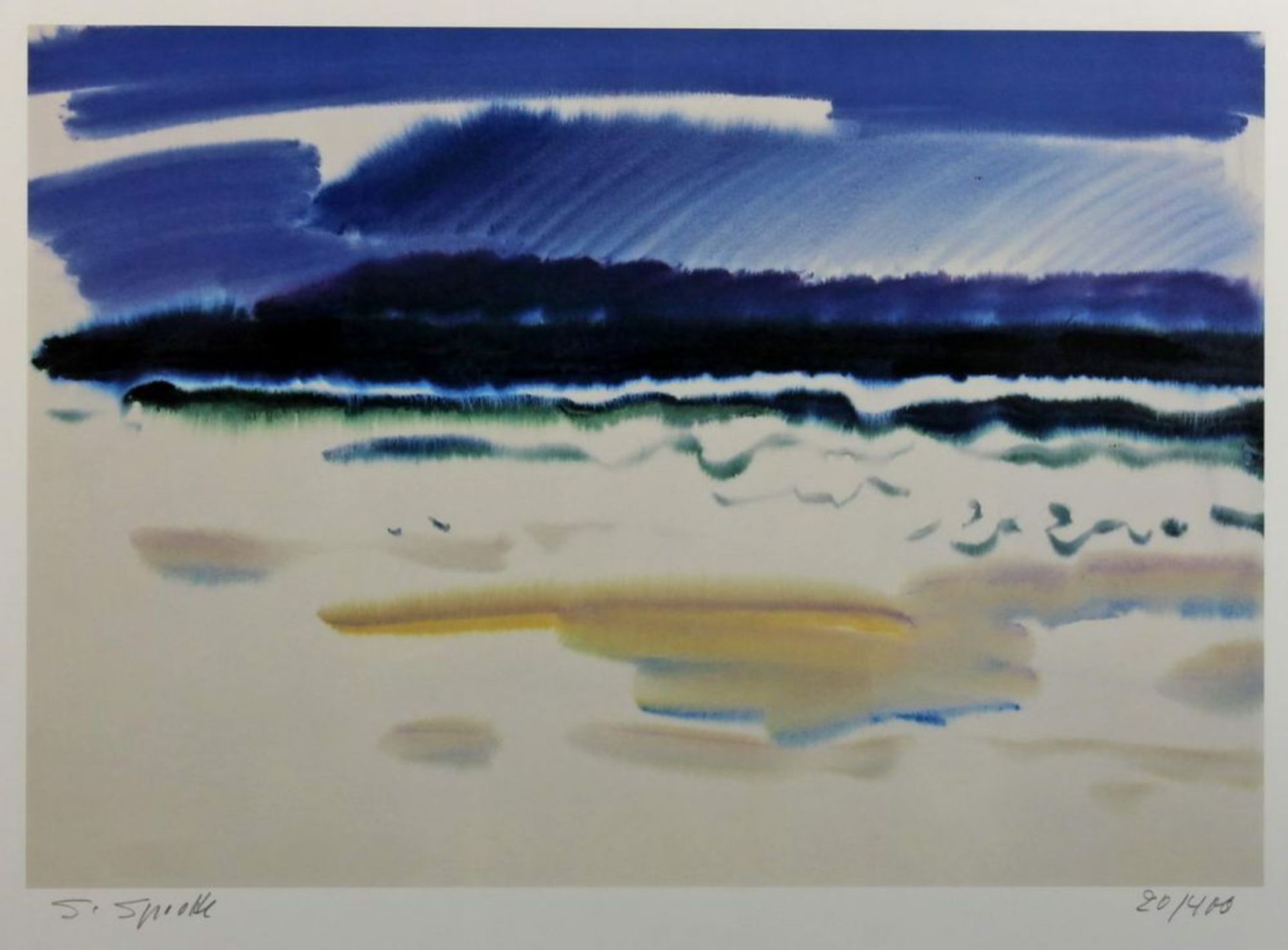 Reserve: 40 EUR        Sprotte, Siegward (1913 Potsdam - 2004), Offsetlithografie, "Am Strand", - Image 2 of 4