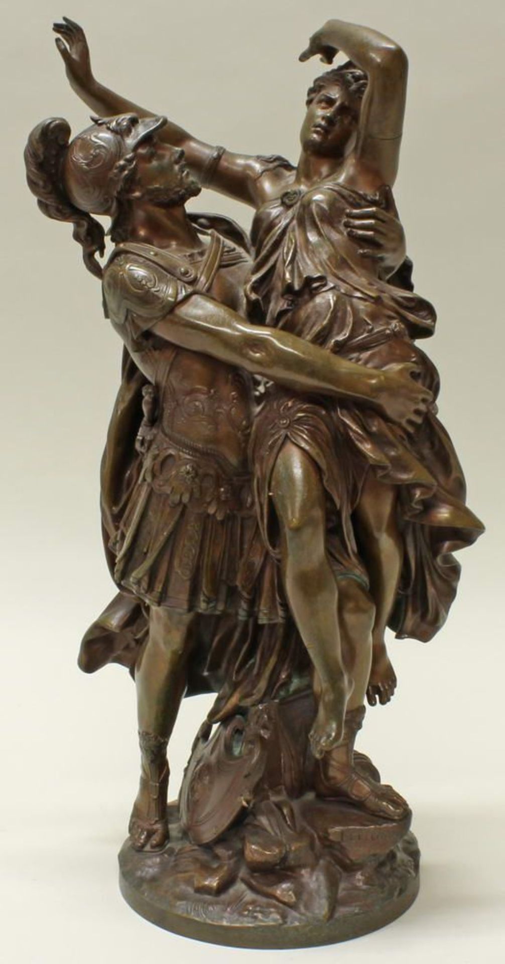 Reserve: 1800 EUR        Bronze, braun patiniert, "Fall of Carthage", Punic War, bezeichnet auf