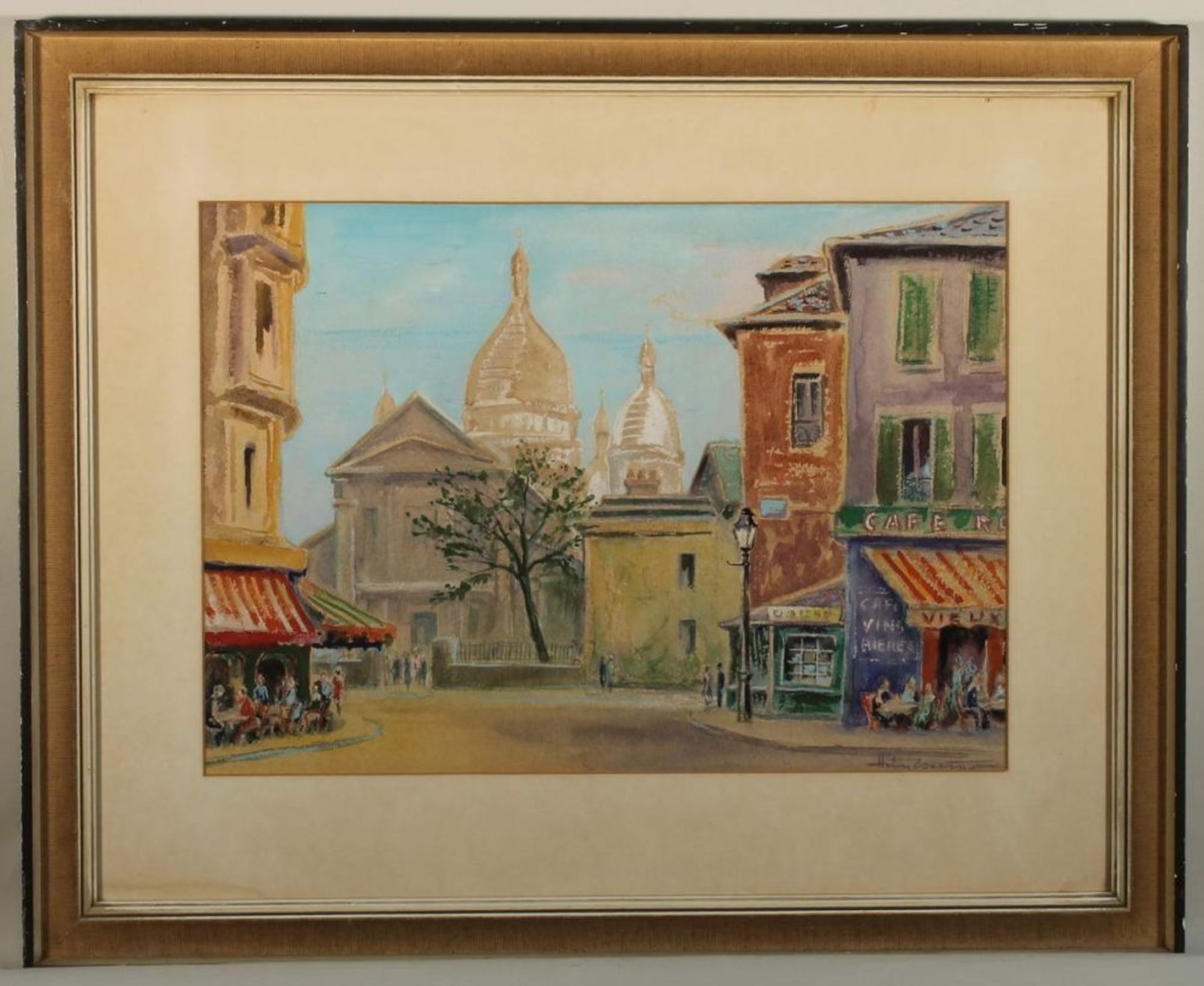 Reserve: 90 EUR        Mischtechnik, mit Gouache, "Sacre Coeur", signiert unten rechts Heinz Wenner, - Image 2 of 6