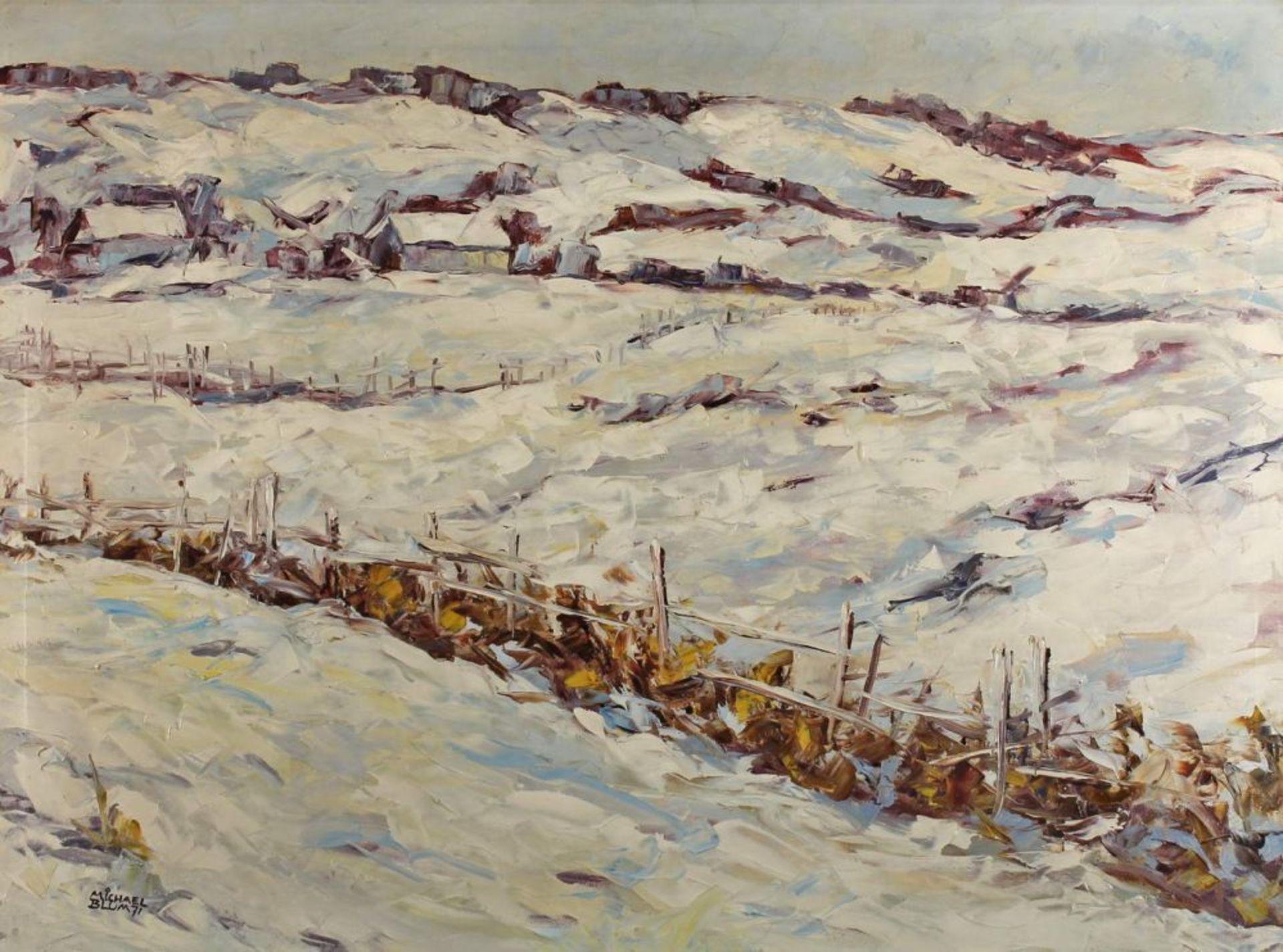 Reserve: 80 EUR        Blum, Michael (in Euskirchen tätiger Maler, 20. Jh.), "Neuschnee", Öl auf - Image 2 of 8