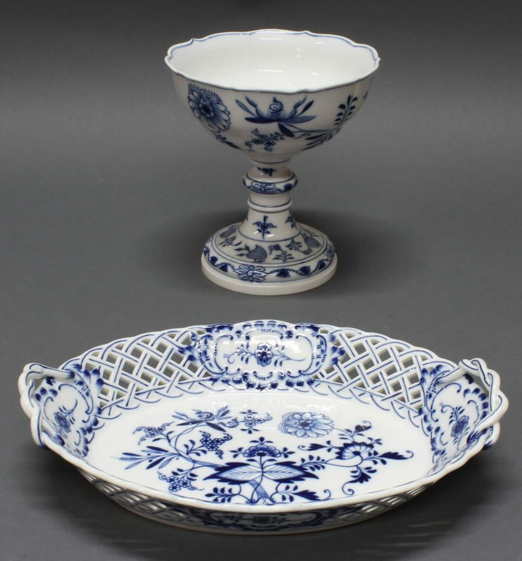 Reserve: 140 EUR        Korb und Aufsatzschale, Meissen, Schwertermarke, 1850-1924, 1. Wahl, - Image 2 of 4