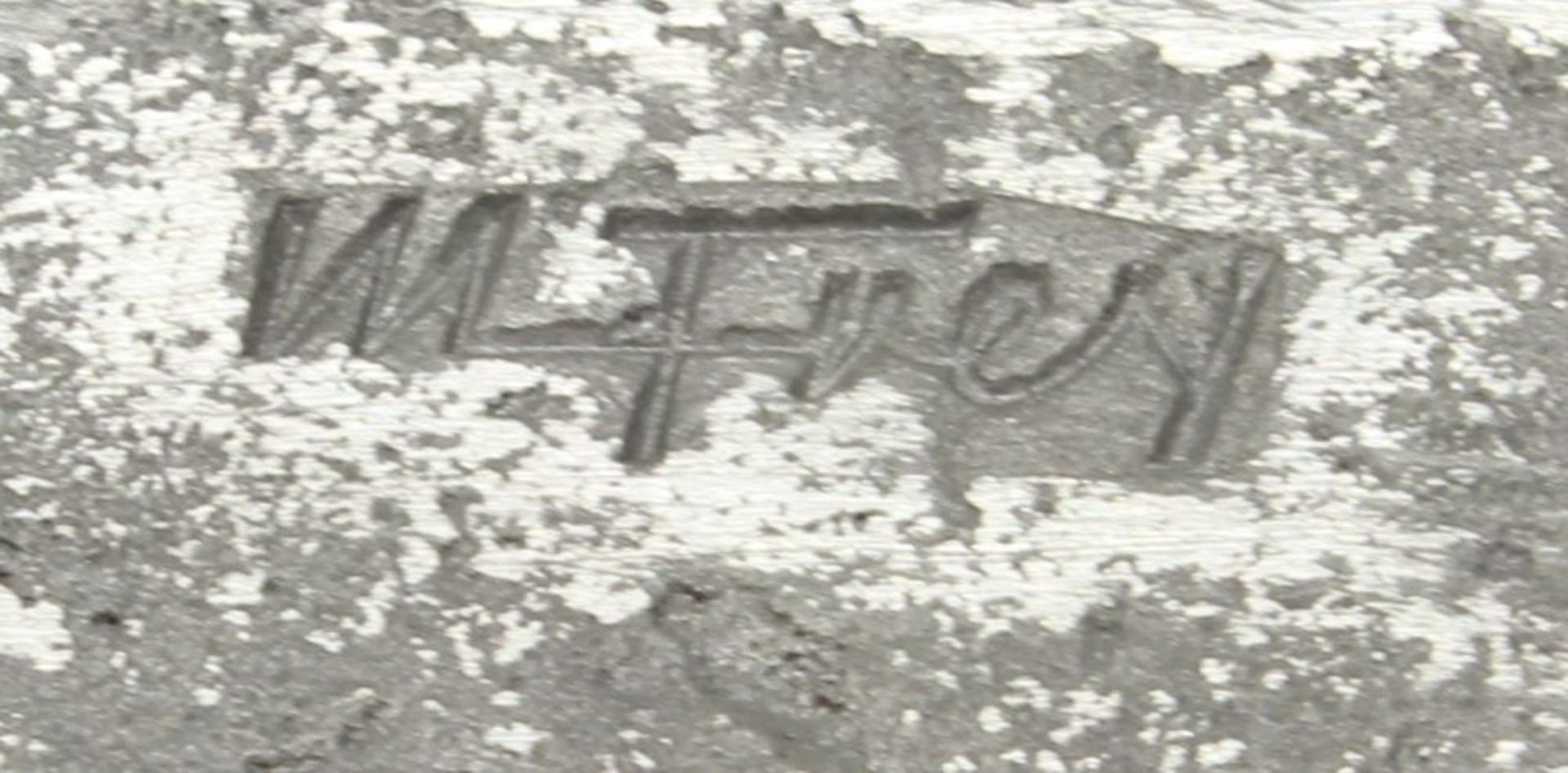 Reserve: 300 EUR        Stele, Metall, auf dem Sockel bezeichnet M. Frey, mit eingesetzten Vögeln, - Image 4 of 4