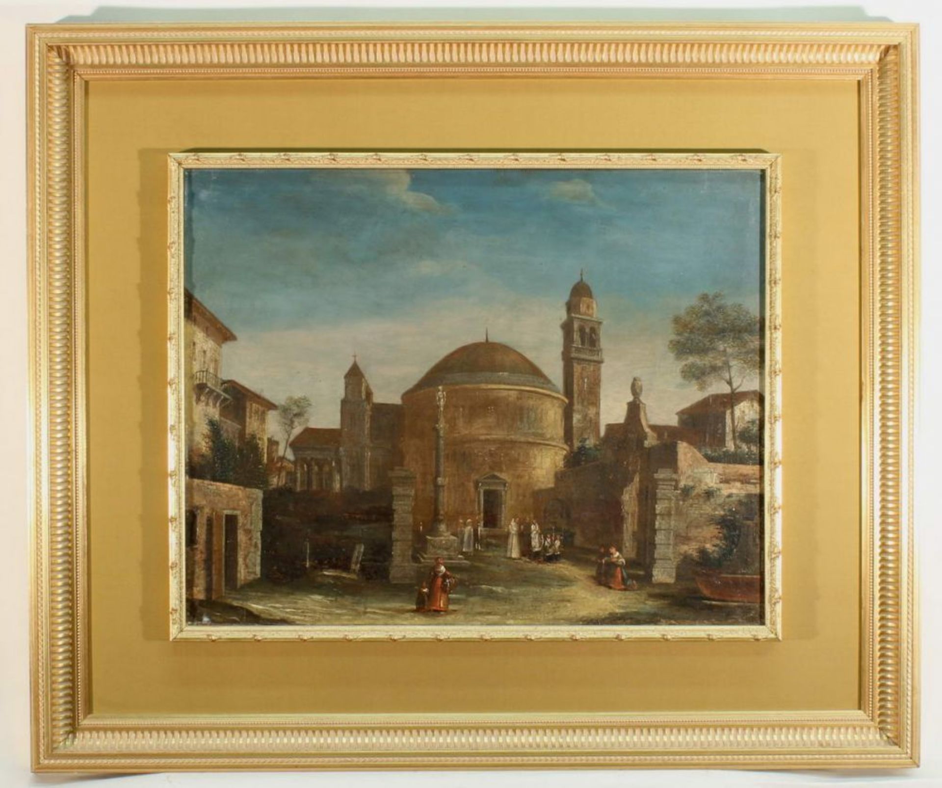 Reserve: 800 EUR        Italienischer Maler (17./18. Jh.), "Blick auf eine Kirche in Rom", Öl auf - Image 5 of 6