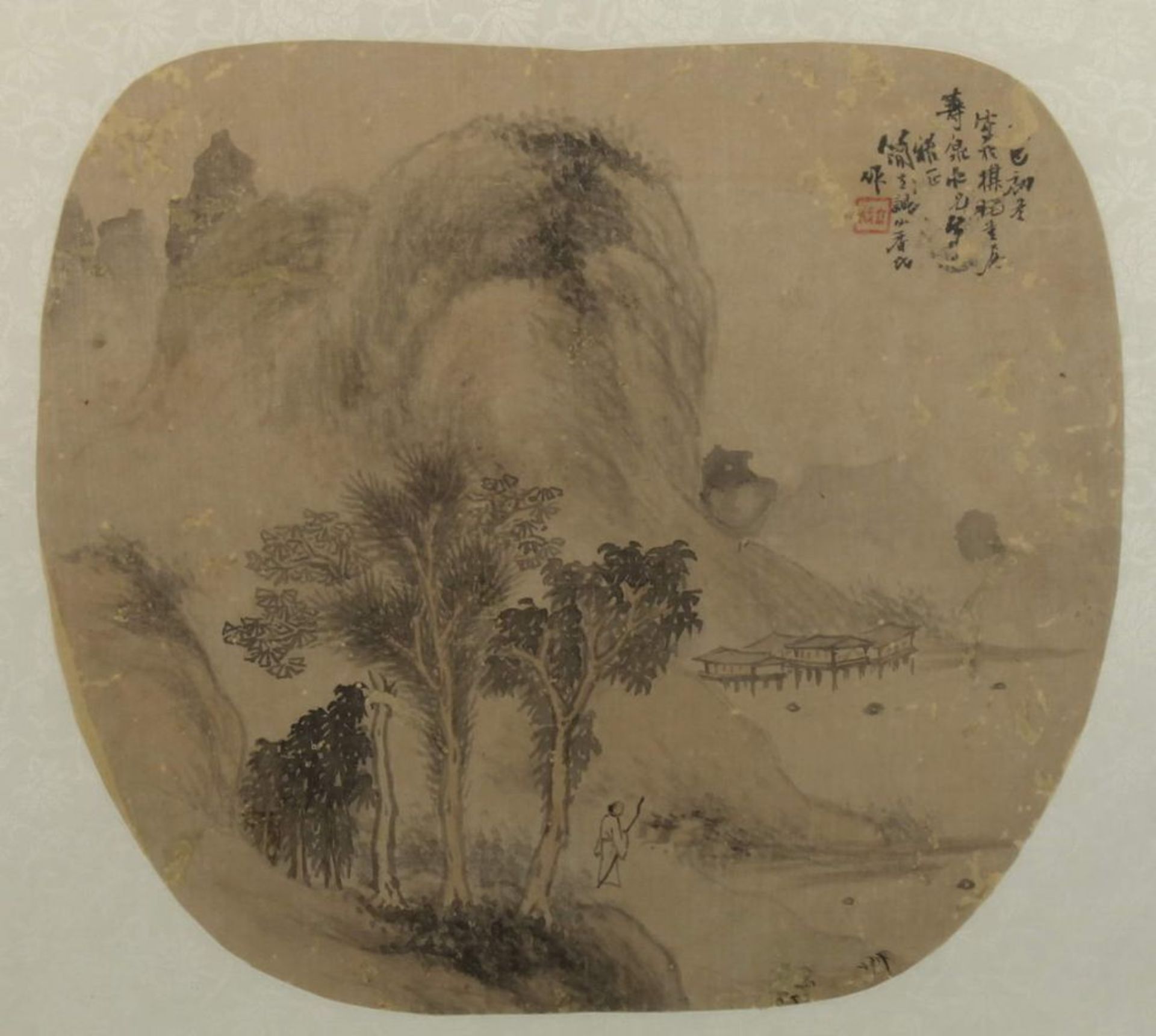 Reserve: 100 EUR        2 Fächerbilder, "Landschaften", China, 19. Jh., Tusche und Farbe auf - Image 7 of 8