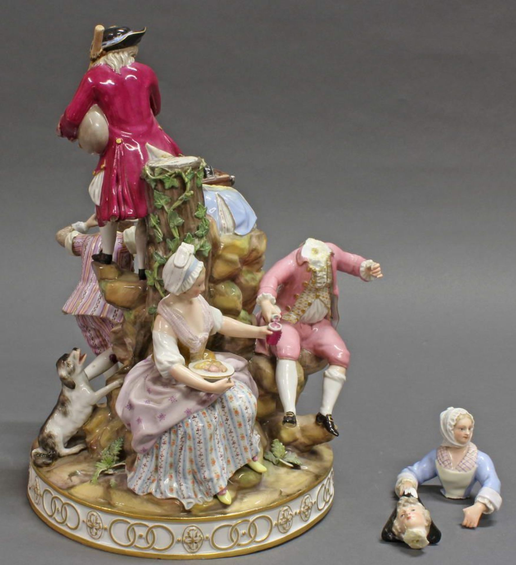 Reserve: 100 EUR        Porzellangruppe, "Gärtnergruppe am Baum", Meissen, Schwertermarke, 1850- - Image 3 of 6