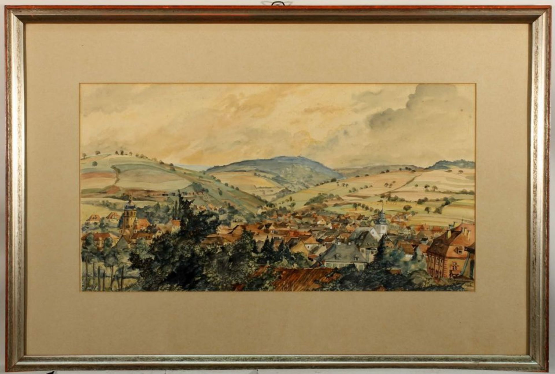 Reserve: 80 EUR        Reitzenstein, von (20. Jh.), "Blick auf Rockenhausen", Aquarell, signiert - Image 3 of 6