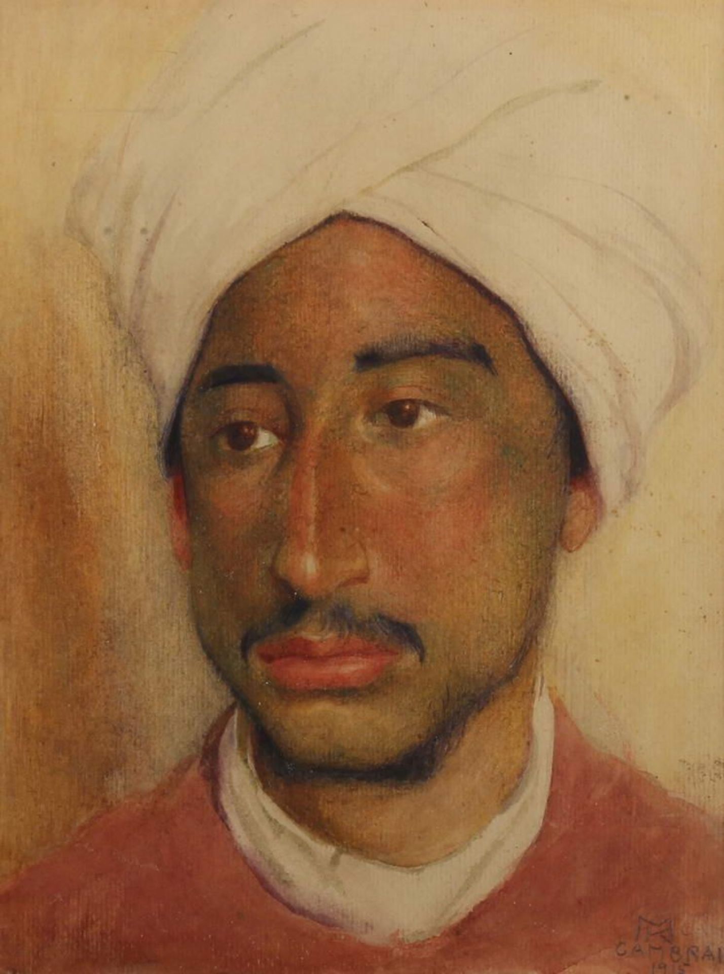 Reserve: 80 EUR        Monogrammist (19./20. Jh.), Aquarell, "Junger Mann mit Turban", monogrammiert - Image 2 of 6