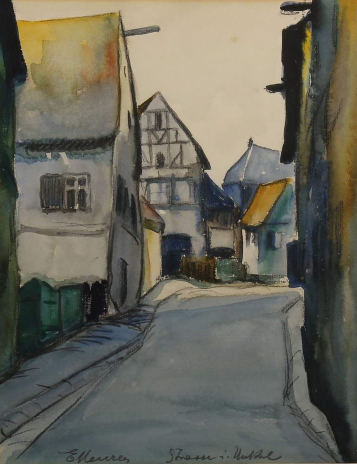 Reserve: 60 EUR        Meurer, Ernst (1884 Lahr - 1956 Bonn), Aquarell, "Straße in Unkel",