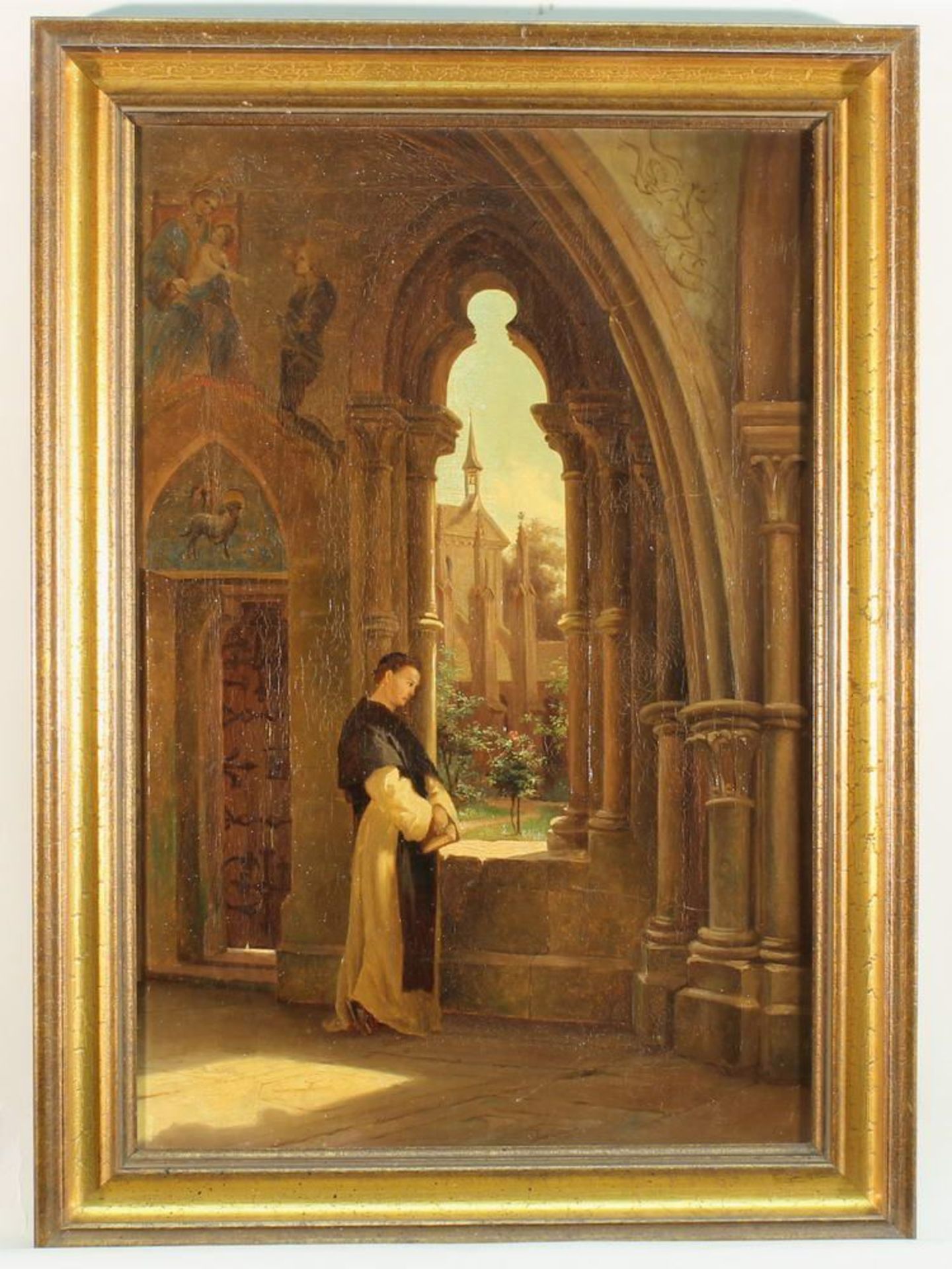 Reserve: 400 EUR        Tübinger Maler, wohl (2. Hälfte 19. Jh.), Pendants, "Mönch bzw. Nonne in - Image 9 of 14