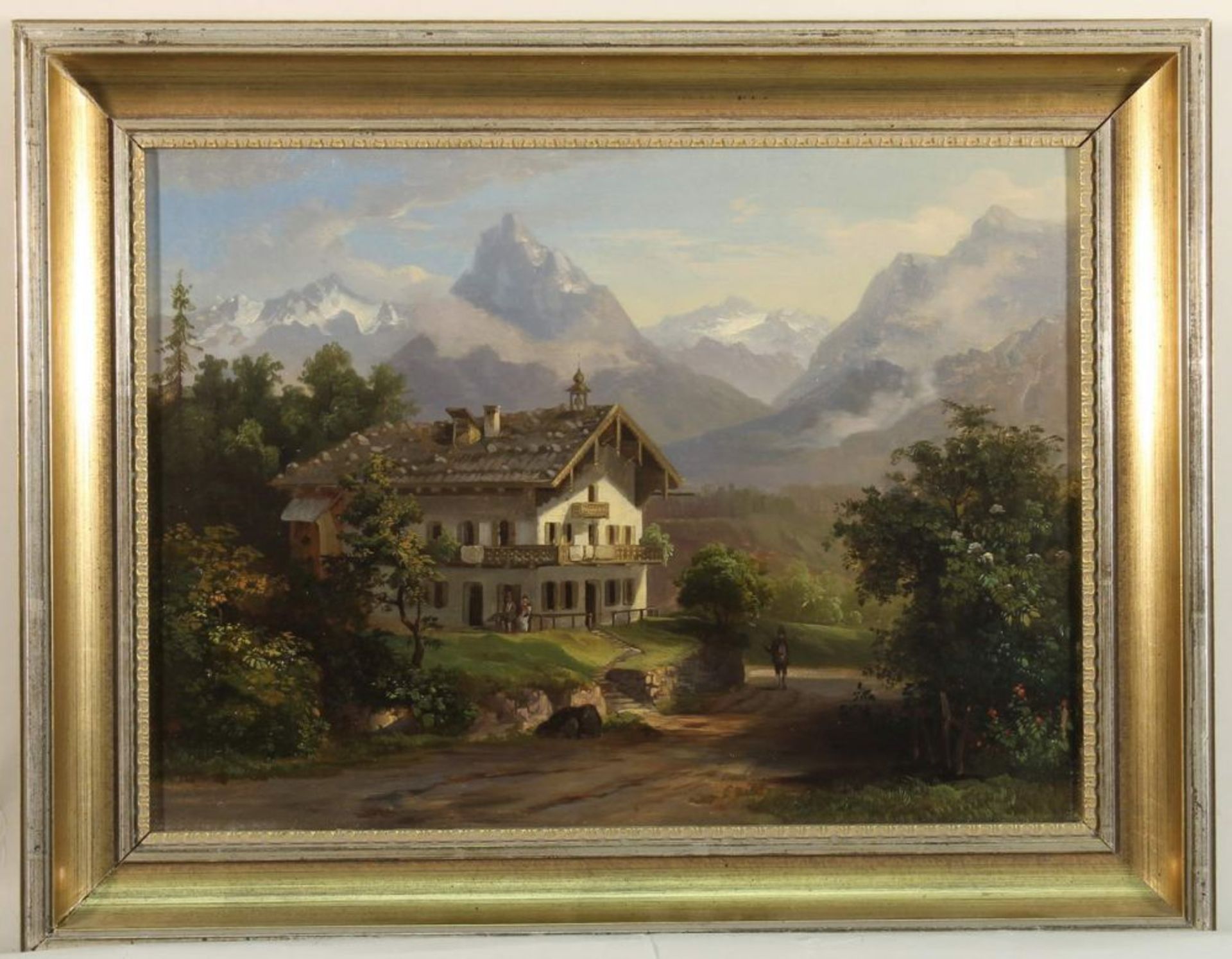 Reserve: 80 EUR        Landschaftsmaler (19./20. Jh.), 2 kleine Gemälde, "Häuser im Gebirge", Öl auf - Image 3 of 12