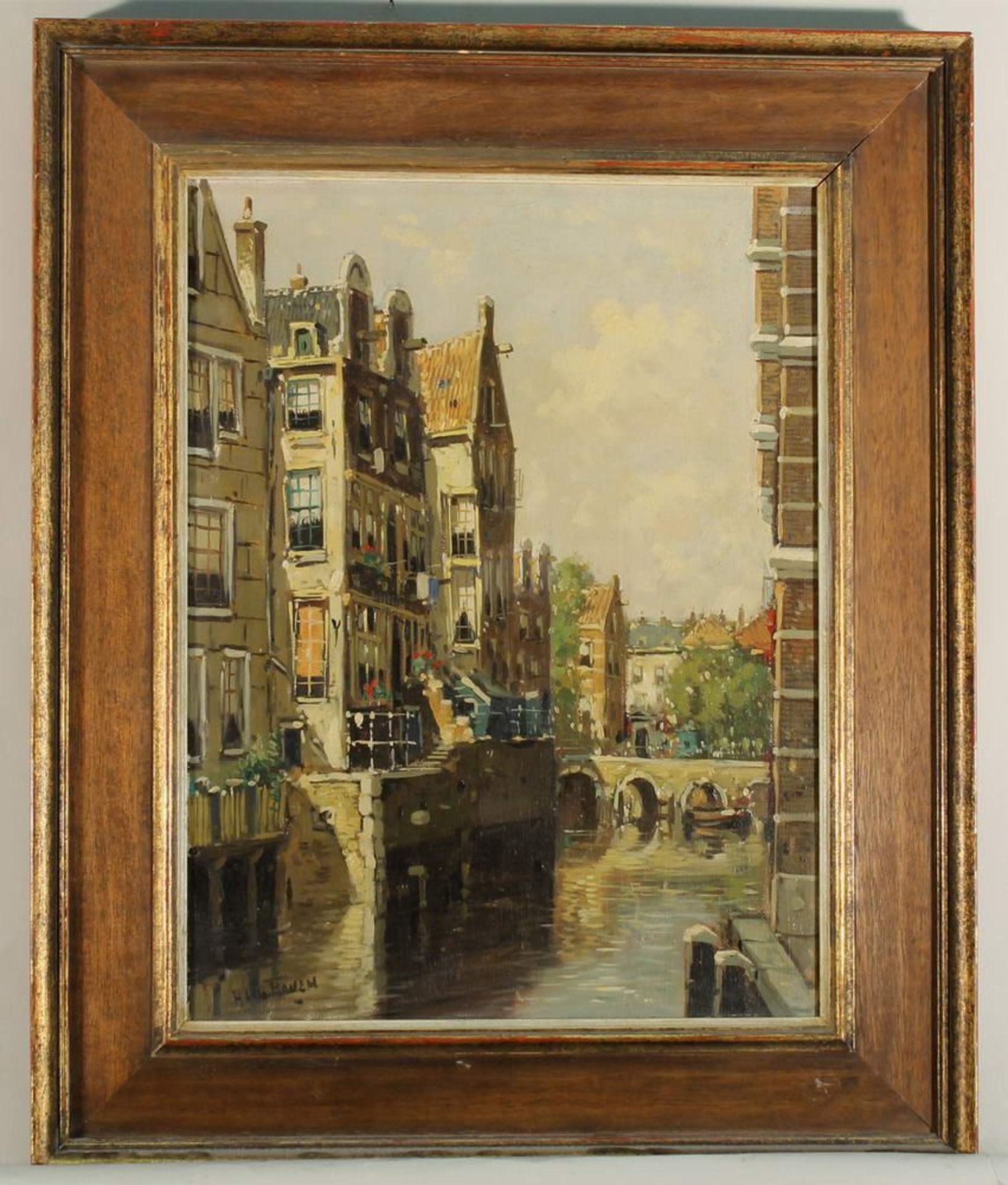 Reserve: 80 EUR        Hanen, H. van (tätig 1. Hälfte 20. Jh.), "Holländische Gracht", Öl auf - Image 4 of 8