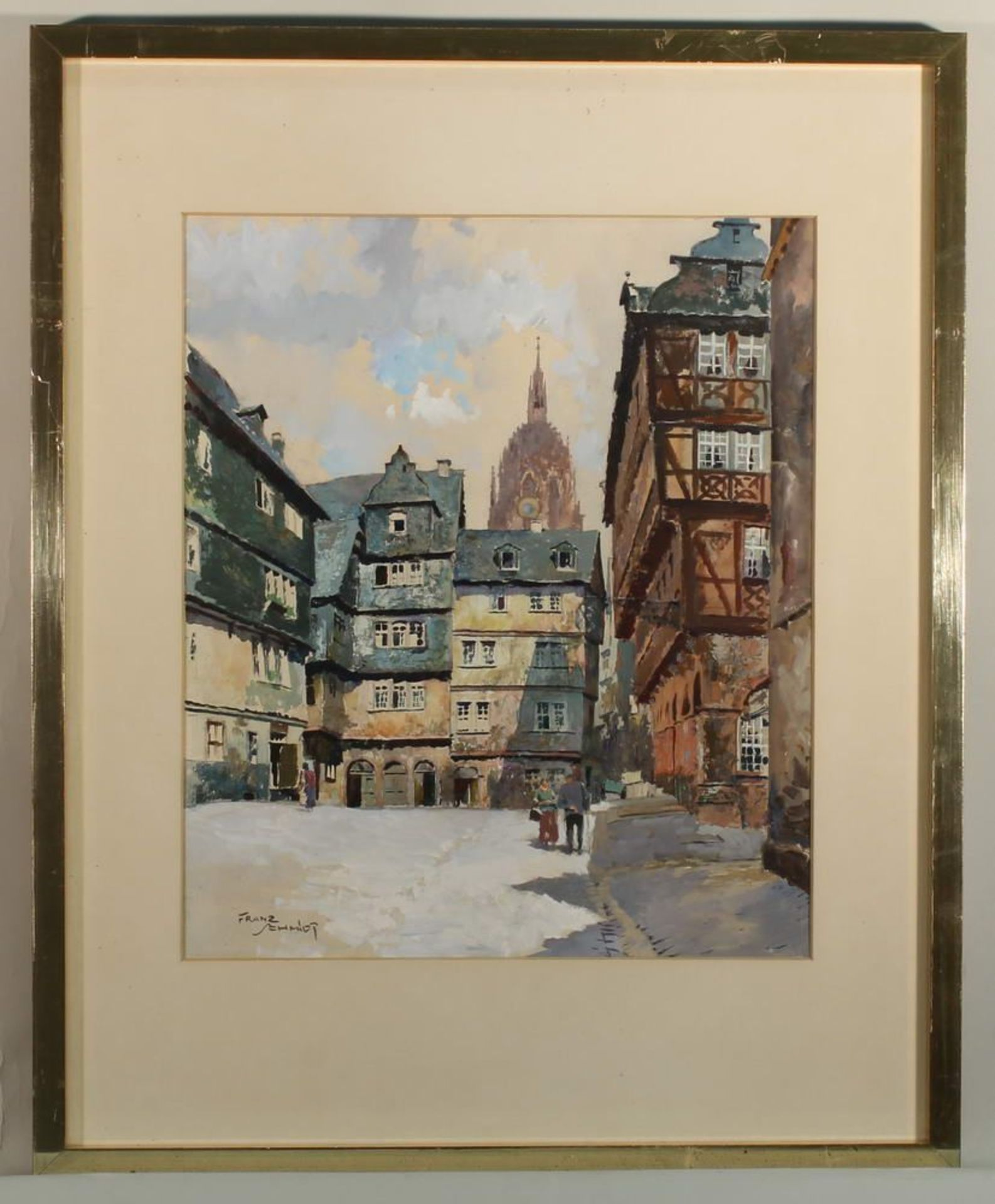 Reserve: 60 EUR        Schmidt, Franz (1884 - 1951), Aquarell, mit Deckweiß, "Frankfurt am Main", - Image 4 of 8