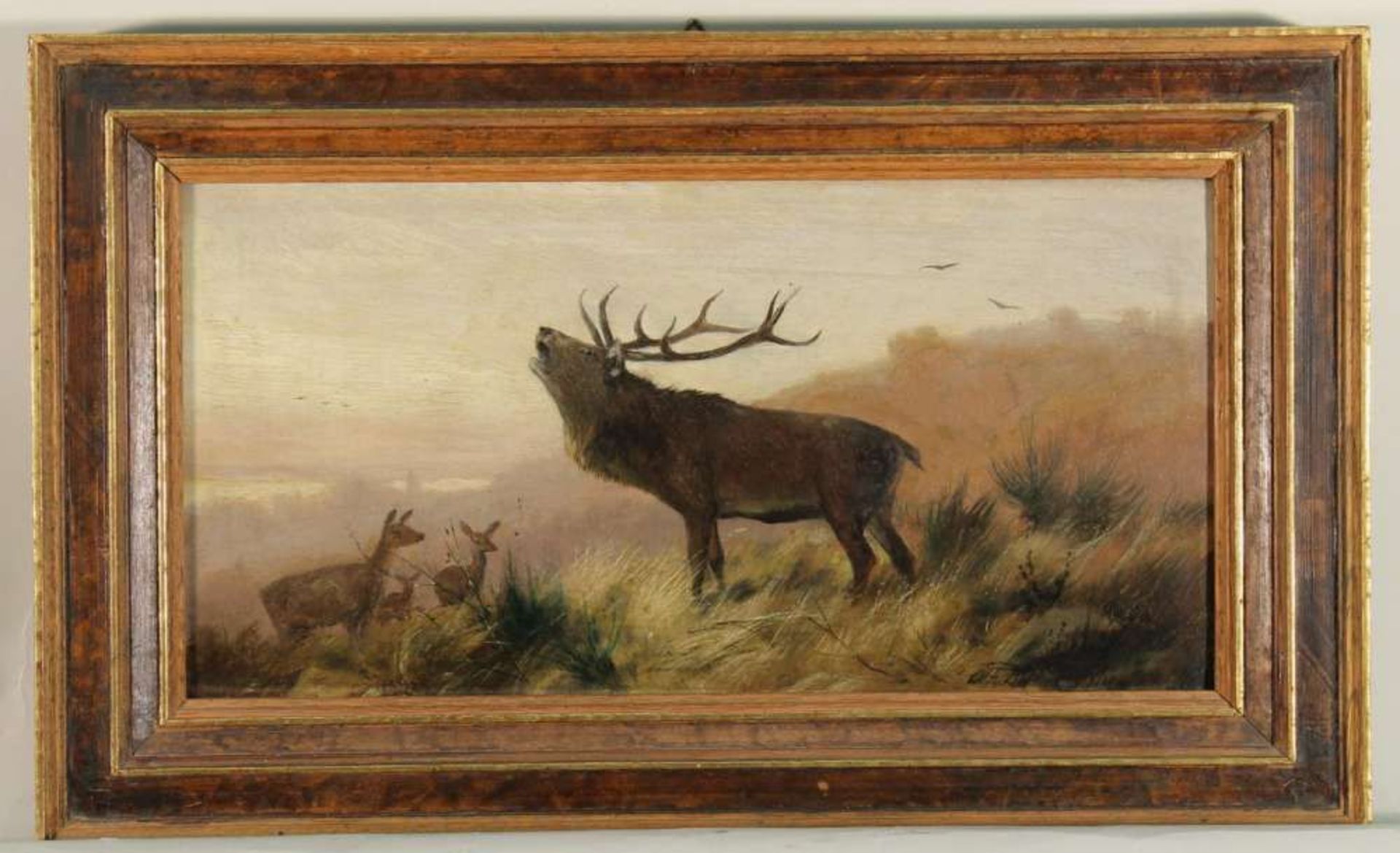 Reserve: 200 EUR        3 kleinformatige Gemälde: "Rastender Jäger", Öl auf Karton, signiert und - Image 4 of 20