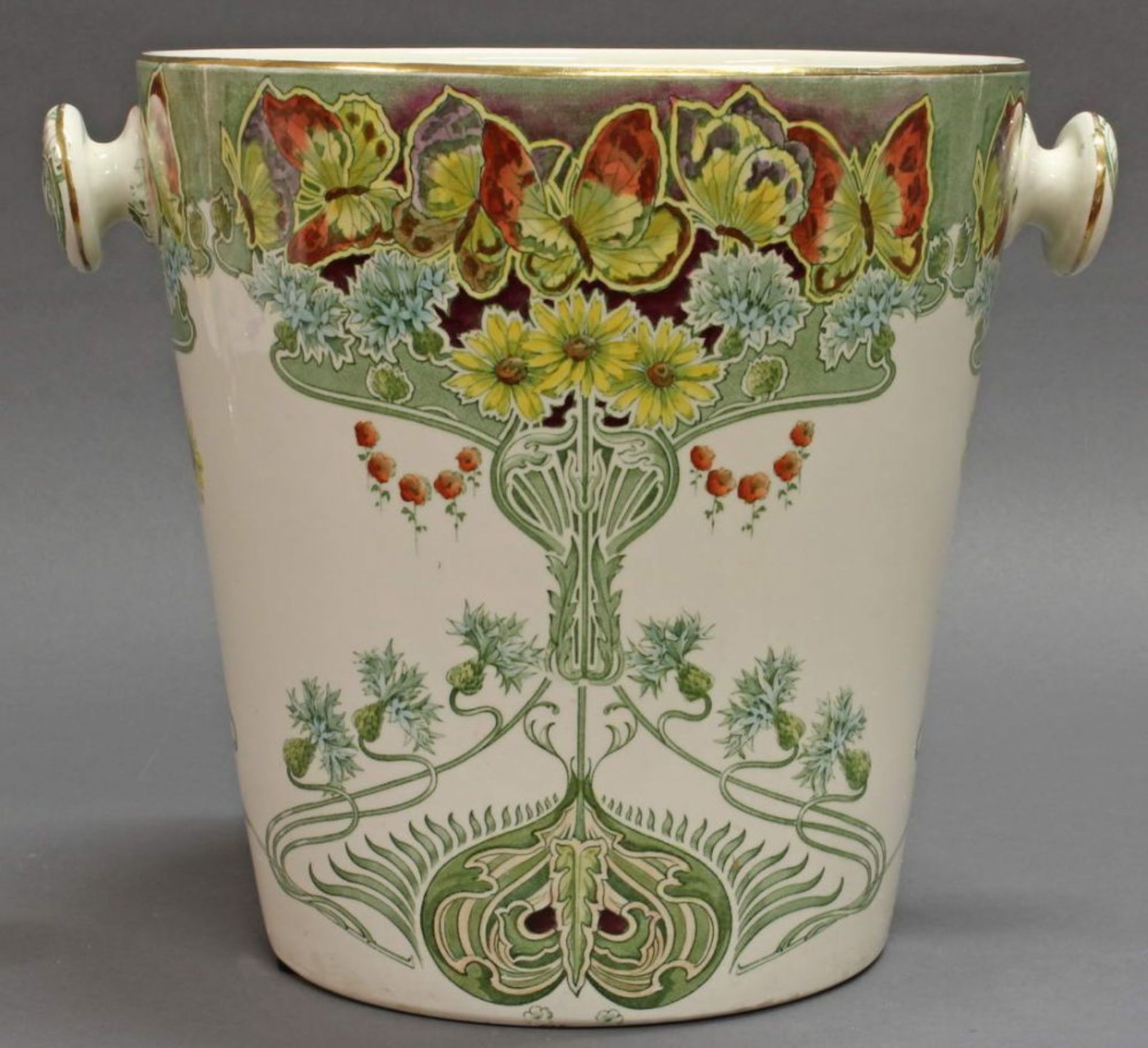 Reserve: 60 EUR        Champagnerkühler, Feinsteinzeug, Jugendstil, um 1900, Colonial Pottery, - Image 2 of 4