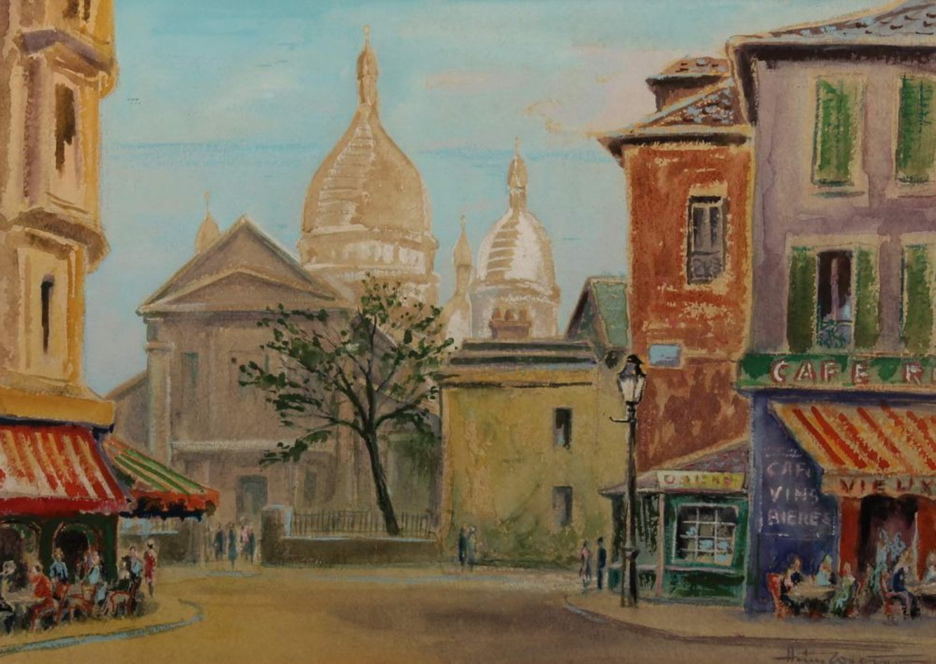 Reserve: 90 EUR        Mischtechnik, mit Gouache, "Sacre Coeur", signiert unten rechts Heinz Wenner, - Image 4 of 6