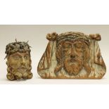 Reserve: 180 EUR        2 Reliefs, Holz geschnitzt, minimale Reste von Fassung: "Ecce Homo", 17.