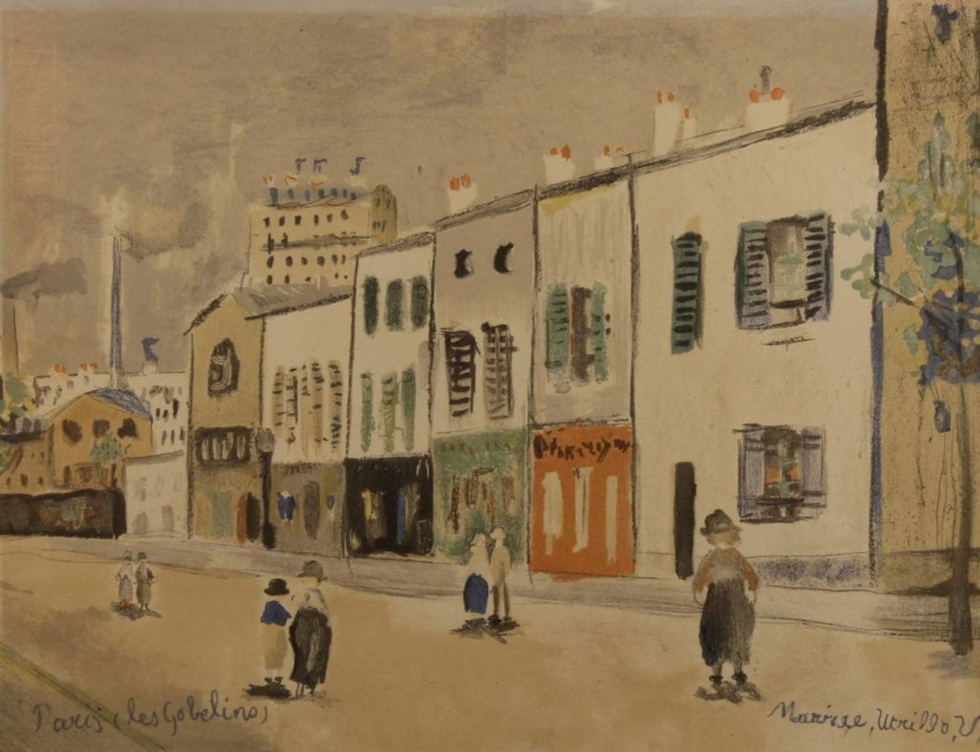 Reserve: 80 EUR        Utrillo, Maurice (1883 Paris - 1955 Dax), Farblithografie, "Paris, les