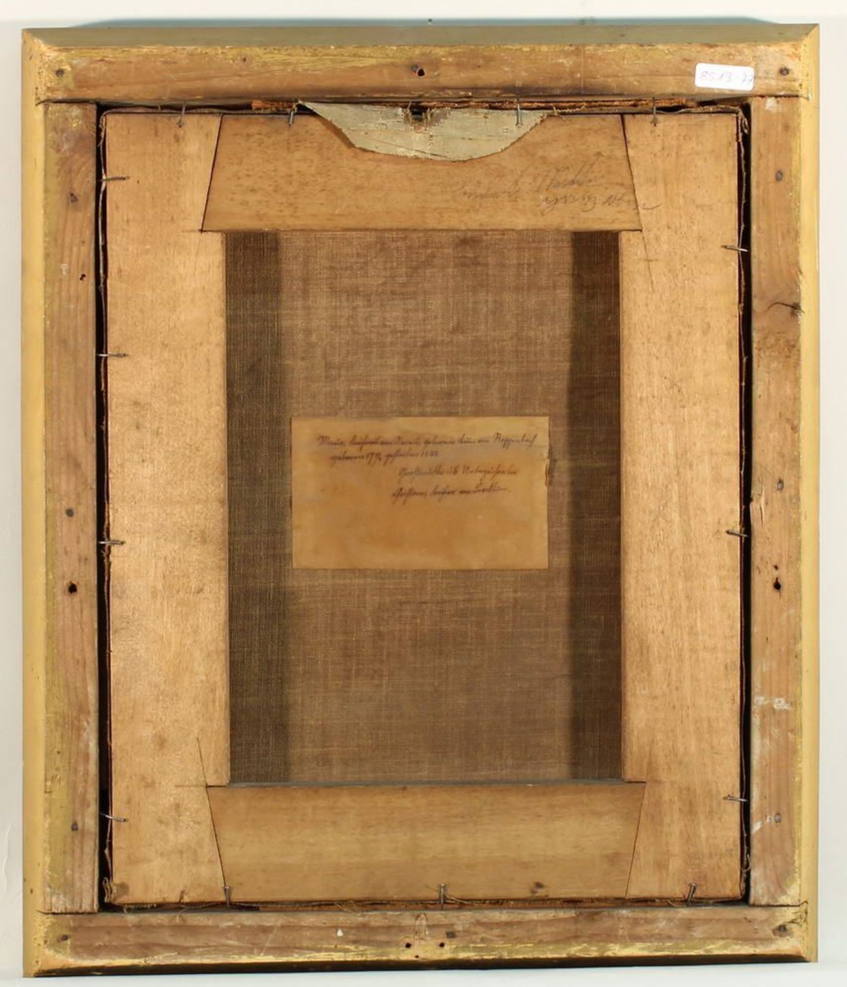 Reserve: 60 EUR        Rahmen, 19. Jh., 42 x 33.5 cm (Innenmaß), mit Damenporträt, 19. Jh., Leinwand - Image 3 of 6