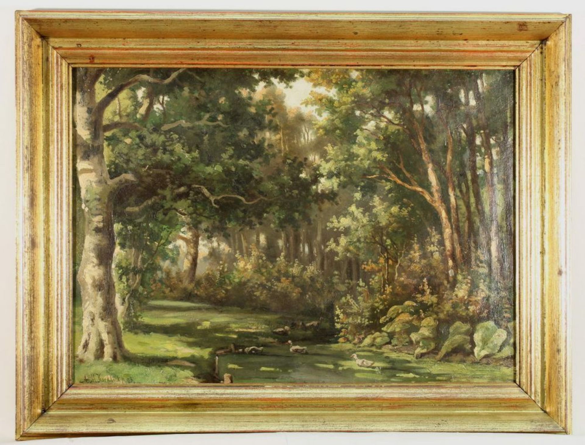 Reserve: 380 EUR        Koekkoek, Marinus Adrianus II. (1873 - 1944), wohl, "Teich am Waldrand", - Image 3 of 8