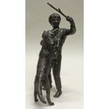 Reserve: 400 EUR        Bronze, "Junge mit Hund", auf der Bauchunterseite des Hundes bezeichnet