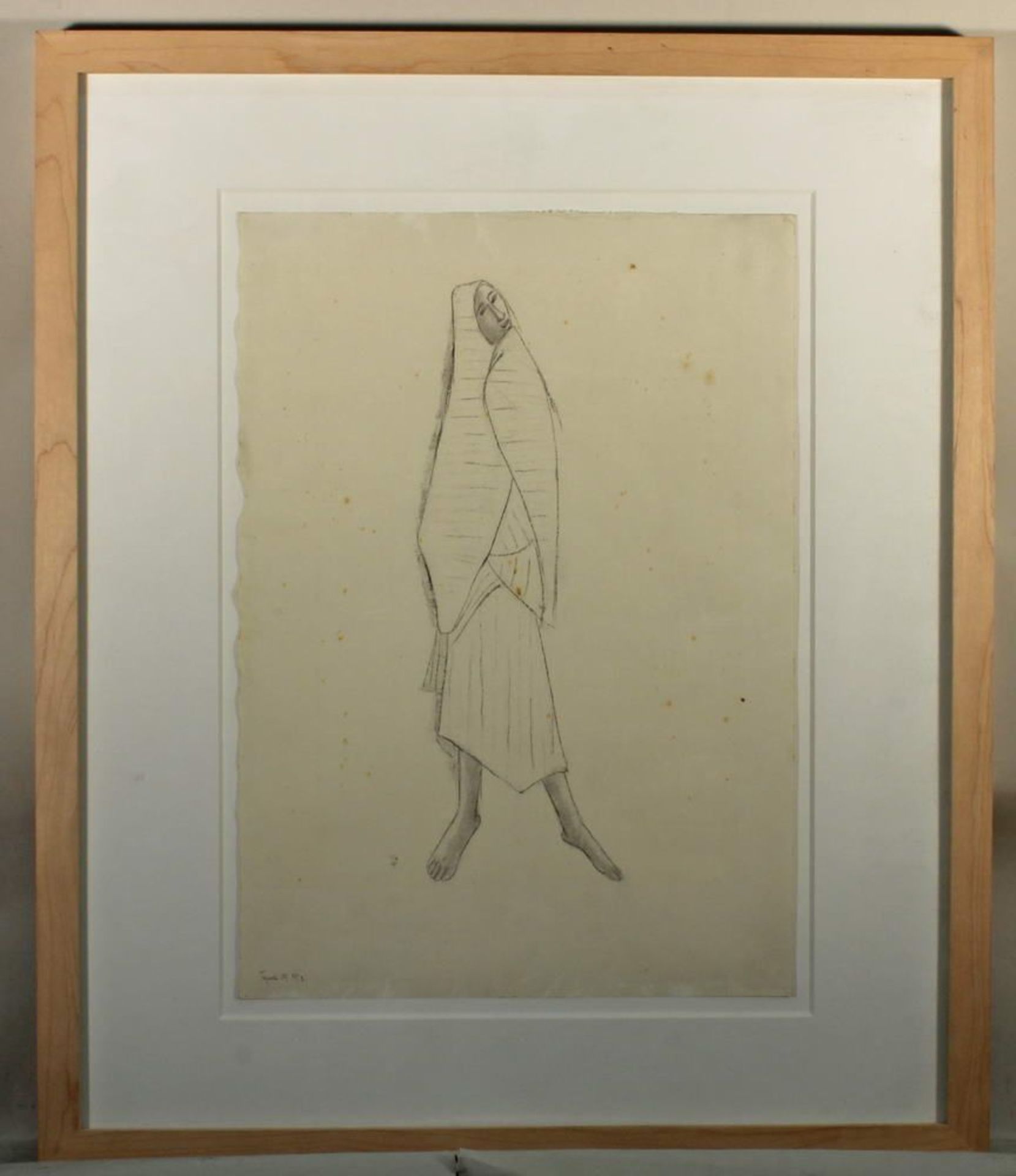 Reserve: 240 EUR        Roeder, Emy (1890 - 1971), Bleistiftzeichnung, "Stehende verhüllte Frau", - Image 4 of 6