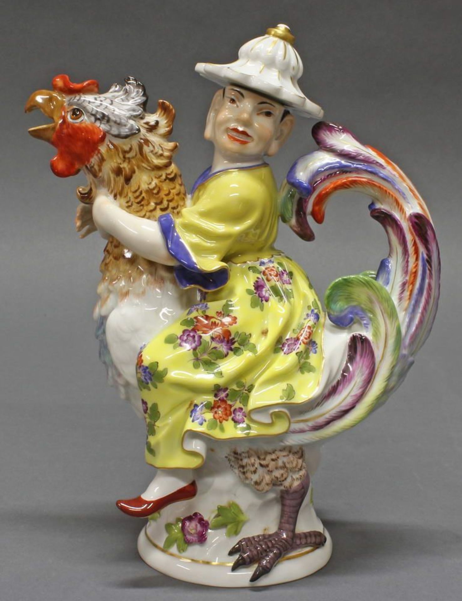 Reserve: 1600 EUR        Figurenkanne, "Hahnenreiter", Meissen, Schwertermarke, 1. Wahl, - Image 2 of 10