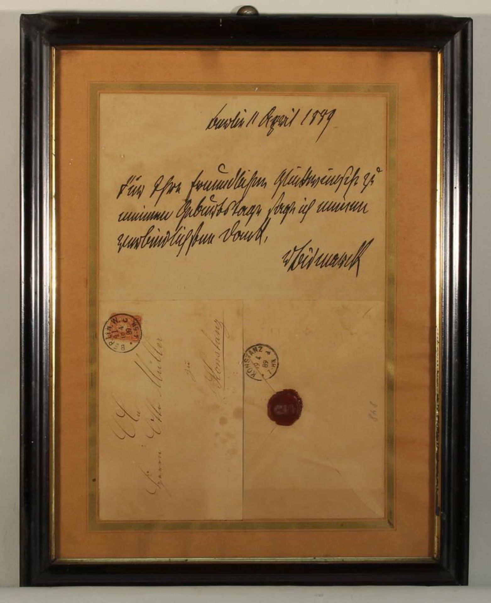 Reserve: 30 EUR        Autograph, Otto von Bismarck (1815-1898), Dankesschreiben, "Berlin 11 April - Image 4 of 4