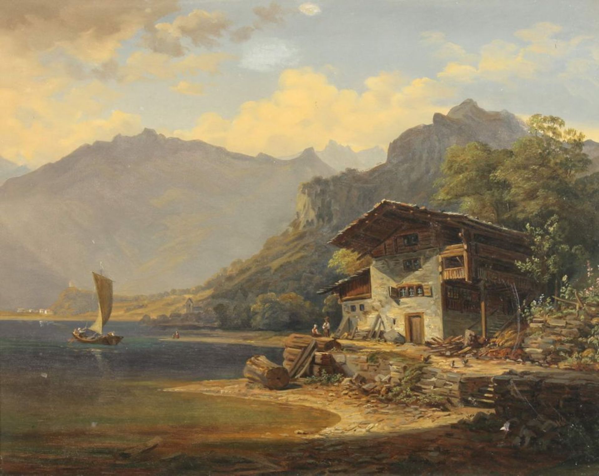 Reserve: 80 EUR        Landschaftsmaler (19./20. Jh.), 2 kleine Gemälde, "Häuser im Gebirge", Öl auf - Image 9 of 12