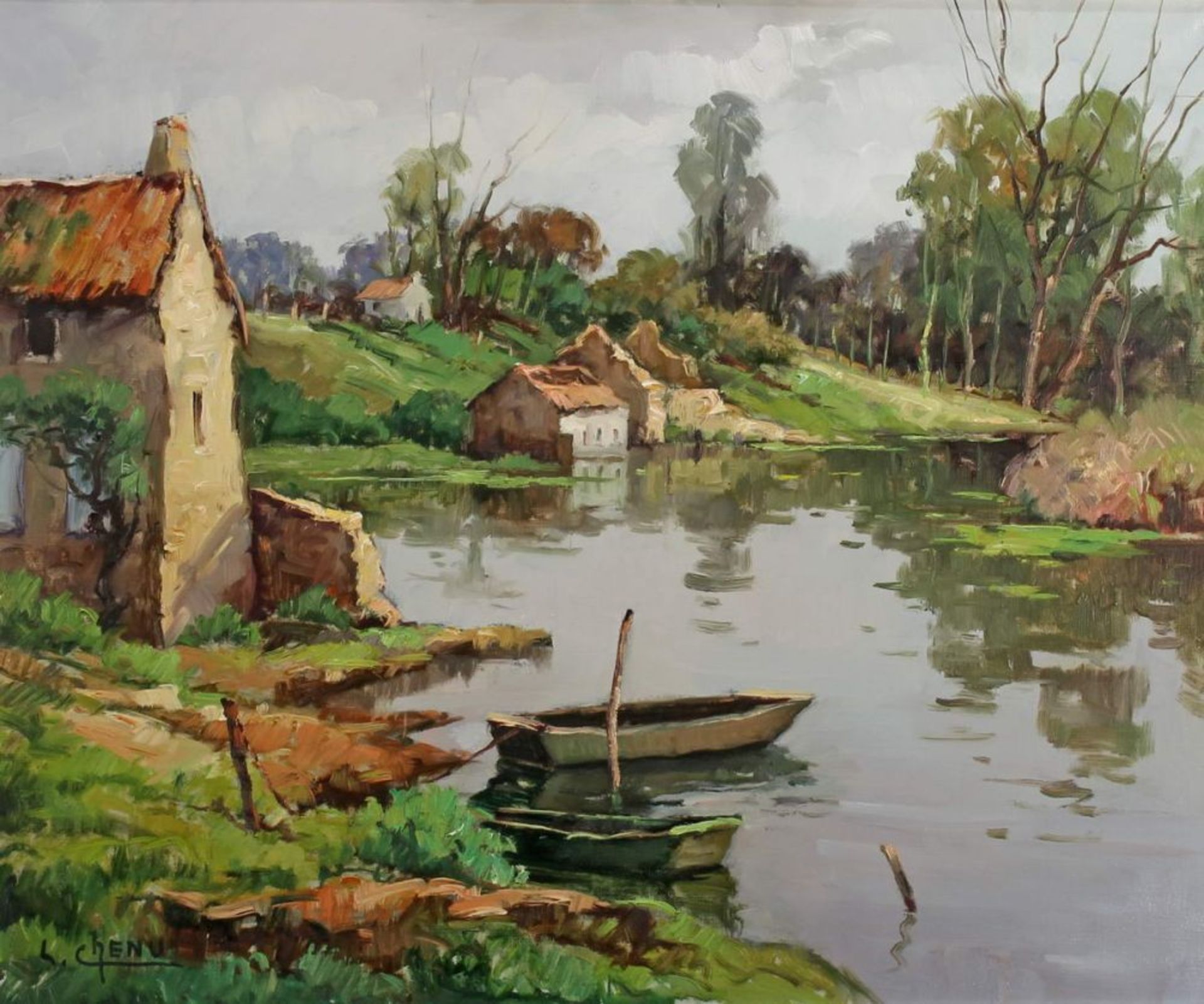 Reserve: 100 EUR        Chenu, Lucien (1913 Frankreich - 2004, Landschaftsmaler), "Häuser und