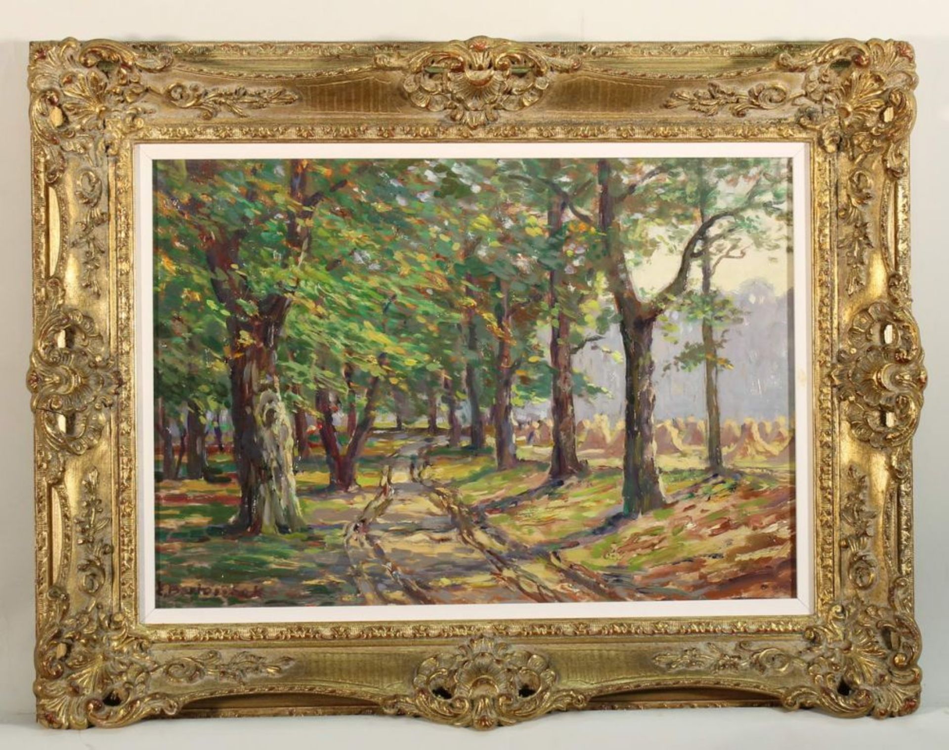 Reserve: 60 EUR        Bartoschek, Emil (1899 Czuchow (Oberschlesien) - 1968 Limburg), "Waldweg", Öl - Image 3 of 6