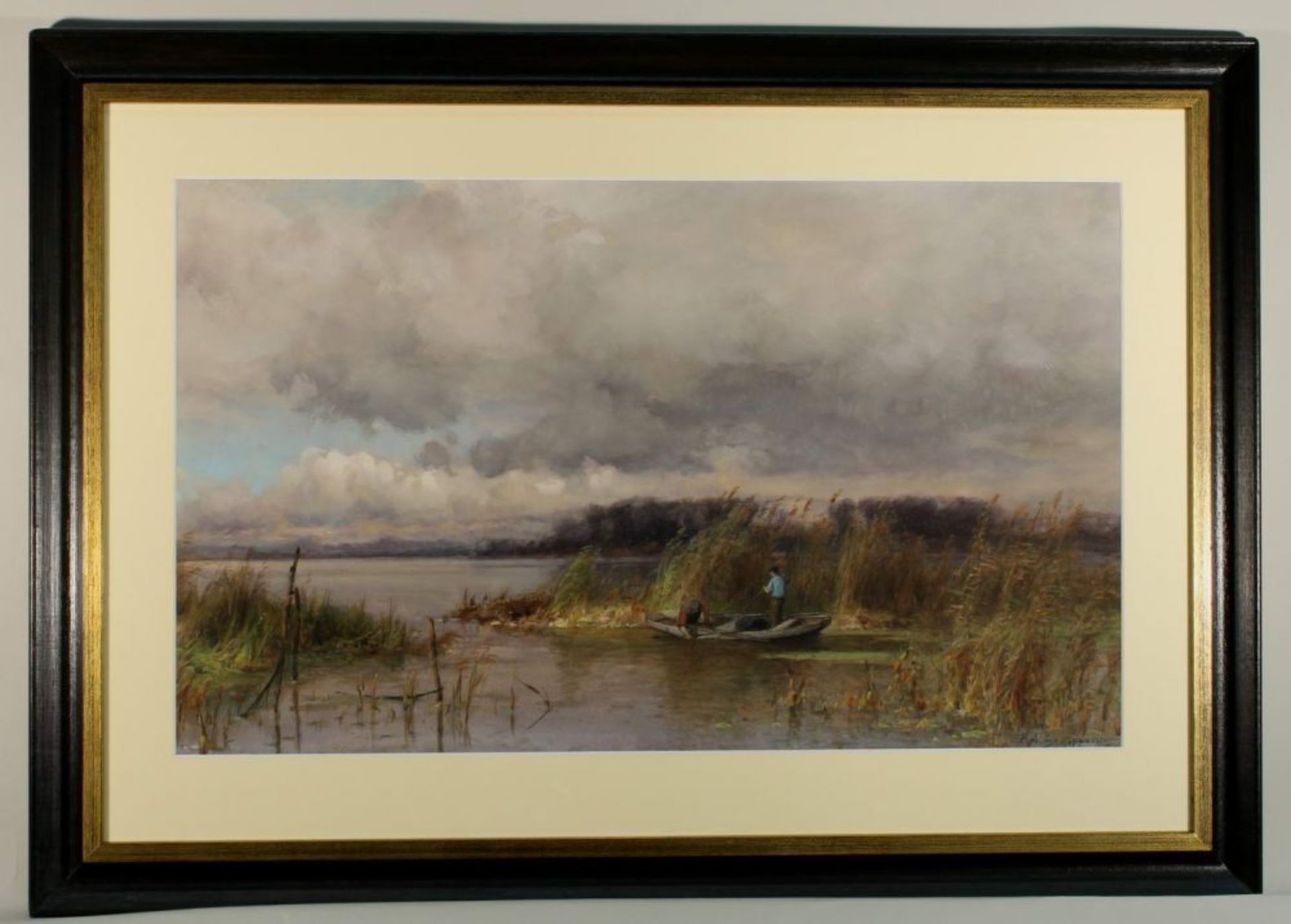 Reserve: 140 EUR        Schipperus, Pieter Adrianus (1840 Rotterdam - 1929 Haag), "Kahnfischer im - Image 4 of 6