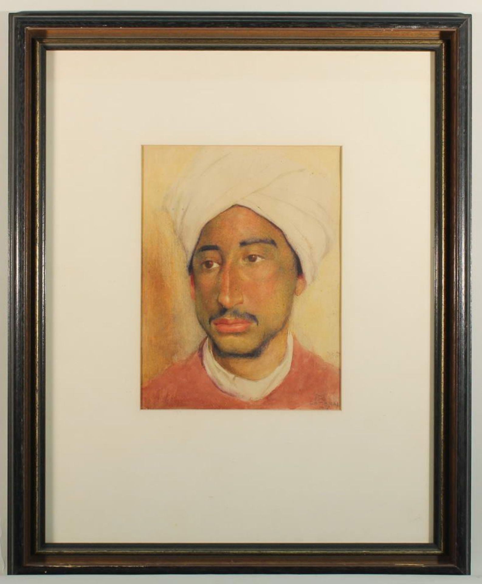 Reserve: 80 EUR        Monogrammist (19./20. Jh.), Aquarell, "Junger Mann mit Turban", monogrammiert - Image 3 of 6