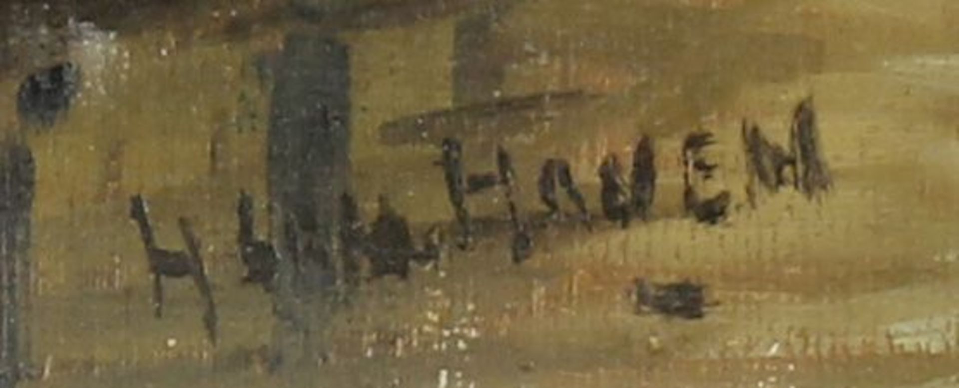 Reserve: 80 EUR        Hanen, H. van (tätig 1. Hälfte 20. Jh.), "Holländische Gracht", Öl auf - Image 5 of 8
