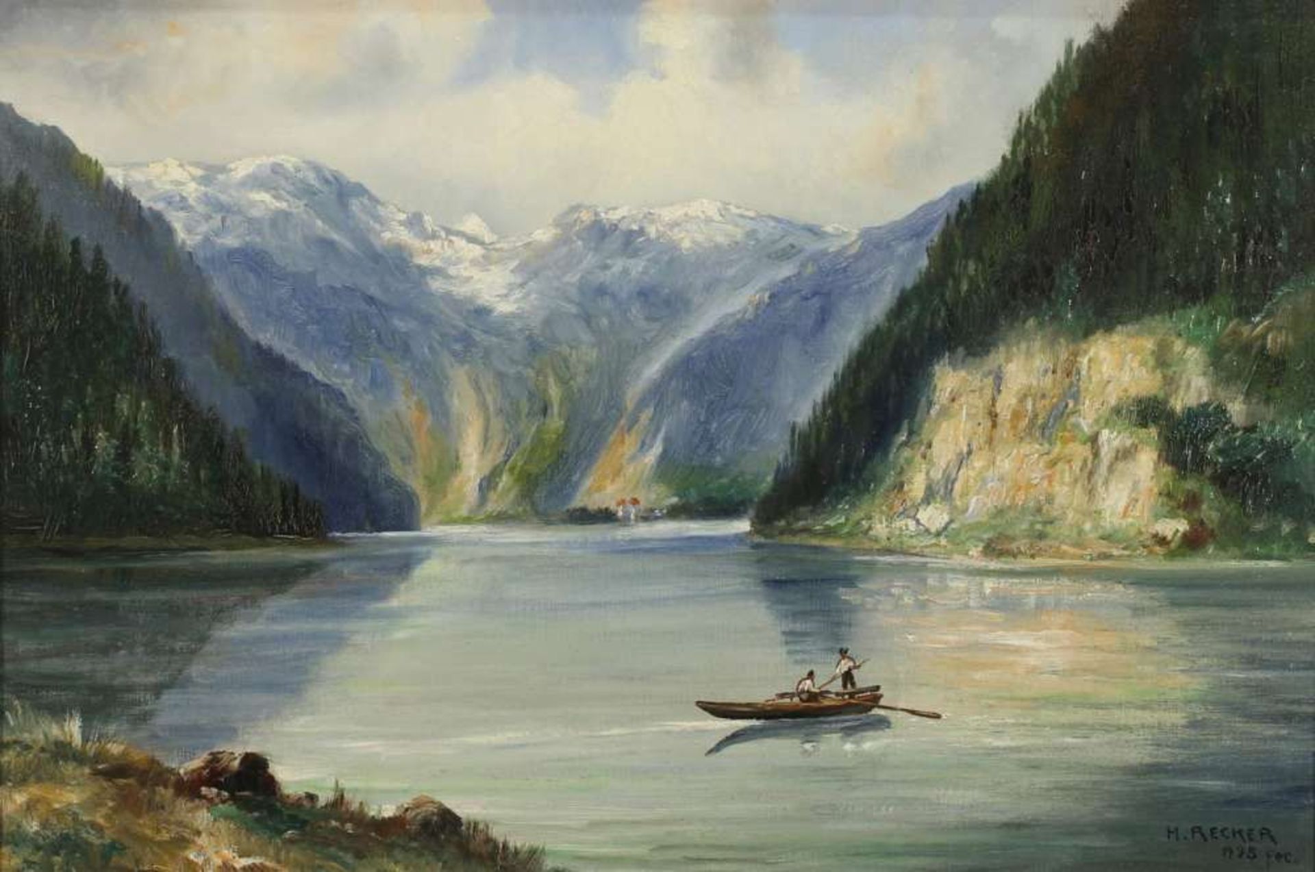 Reserve: 80 EUR        Recker, Heinrich (1862 Aachen - 1932 Köln), "Der Königssee mit St. - Image 2 of 8