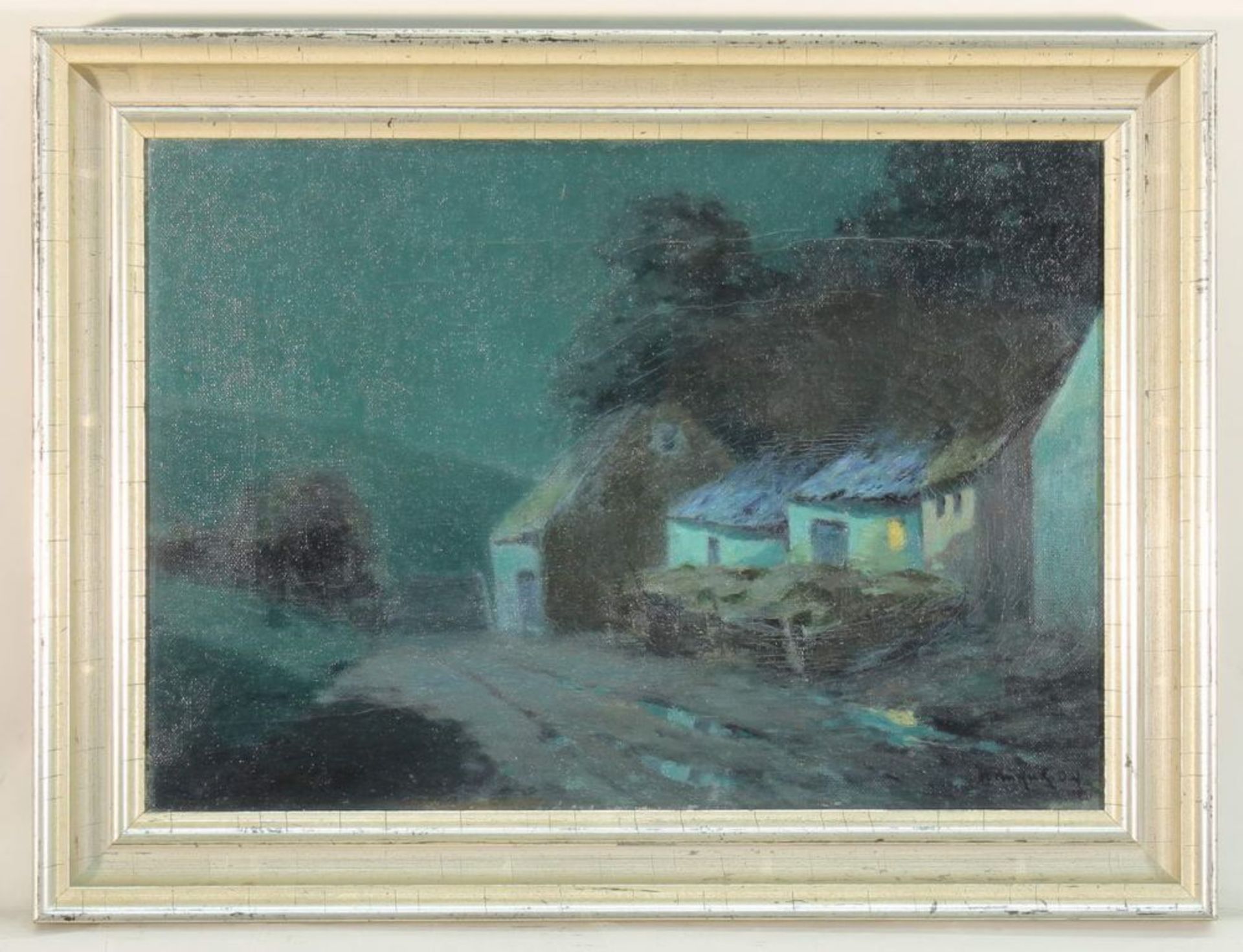 Reserve: 80 EUR        Kukuk, Willy (Düsseldorf 1874 - 1944), "Nächtliche Straße", Öl auf - Image 3 of 8