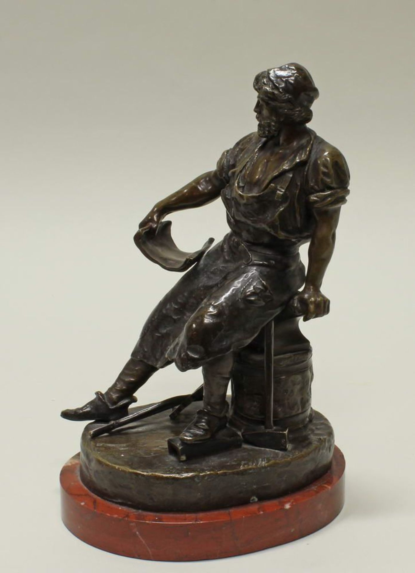 Reserve: 250 EUR        Bronze, "Schmied", verso bezeichnet Rene Gewso, Gießerstempel Bräunlich & - Image 3 of 8