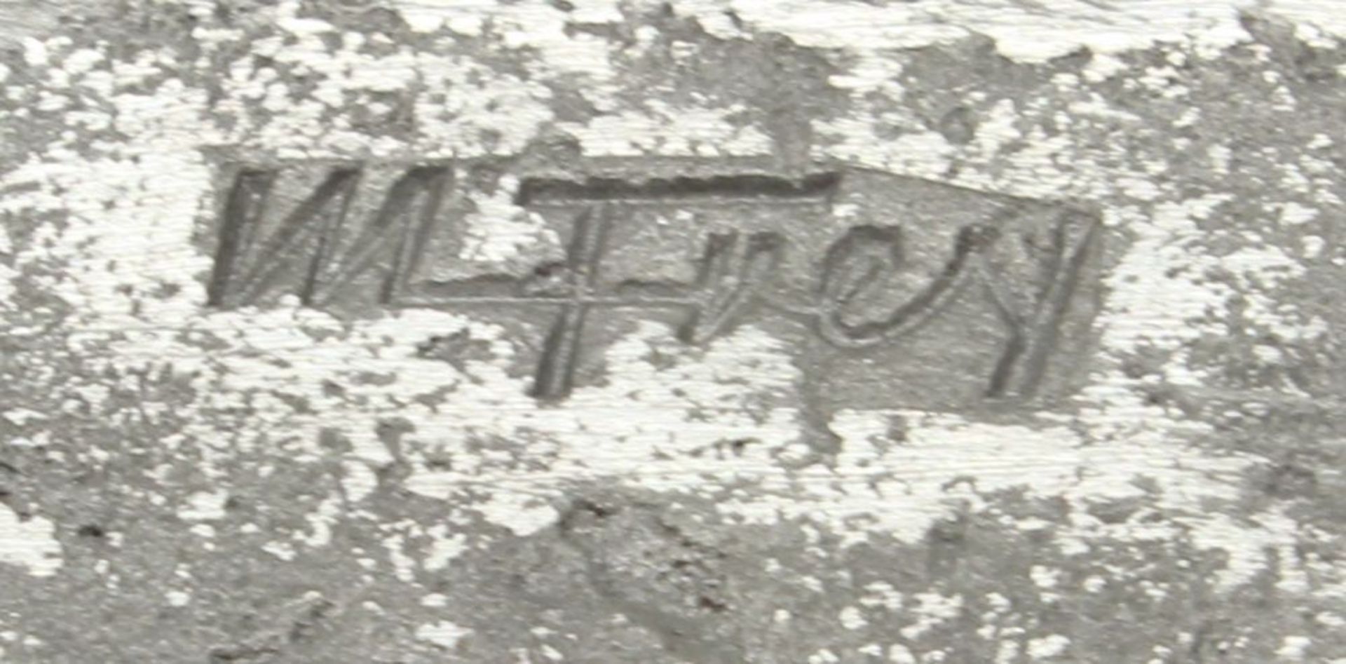 Reserve: 300 EUR        Stele, Metall, auf dem Sockel bezeichnet M. Frey, mit eingesetzten Vögeln, - Image 3 of 4