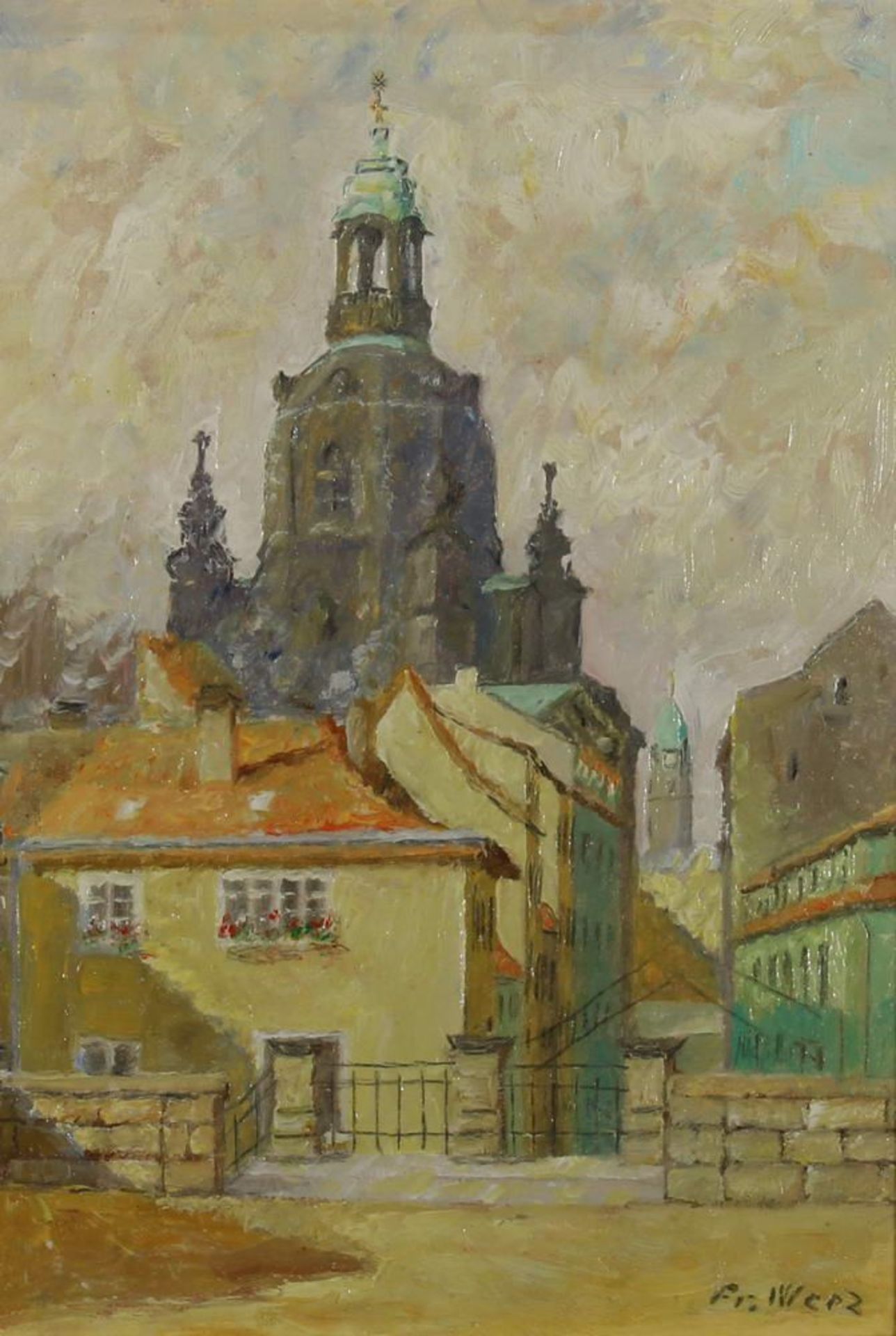 Reserve: 120 EUR        Werz, Friedrich (1868 Wiesbaden - 1953), "Altstadt von Dresden mit
