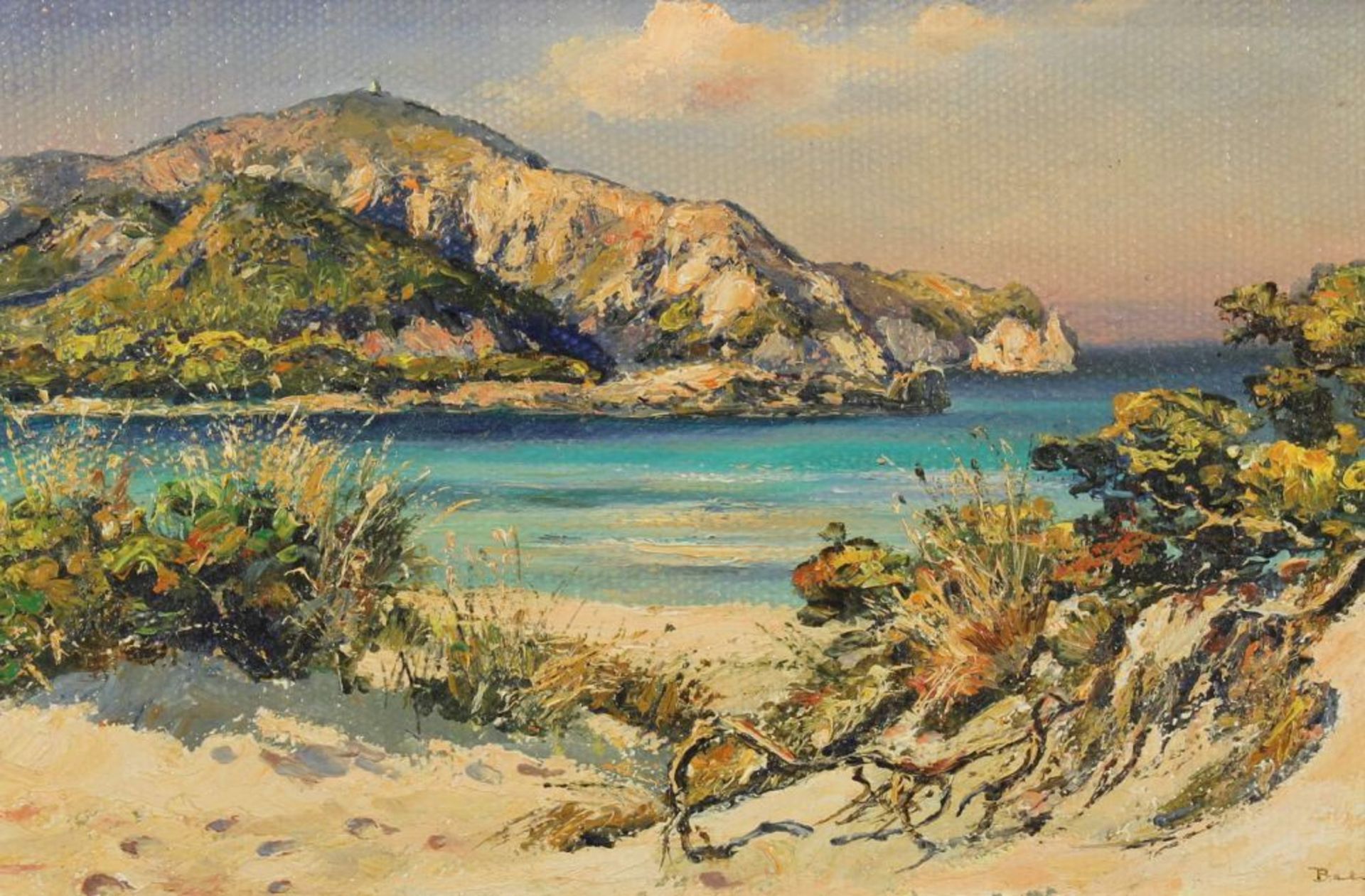 Reserve: 120 EUR        Behle, Alfred (1935 - 1997, Maler), "Meeresbucht am Mittelmeer", Öl auf - Image 2 of 6