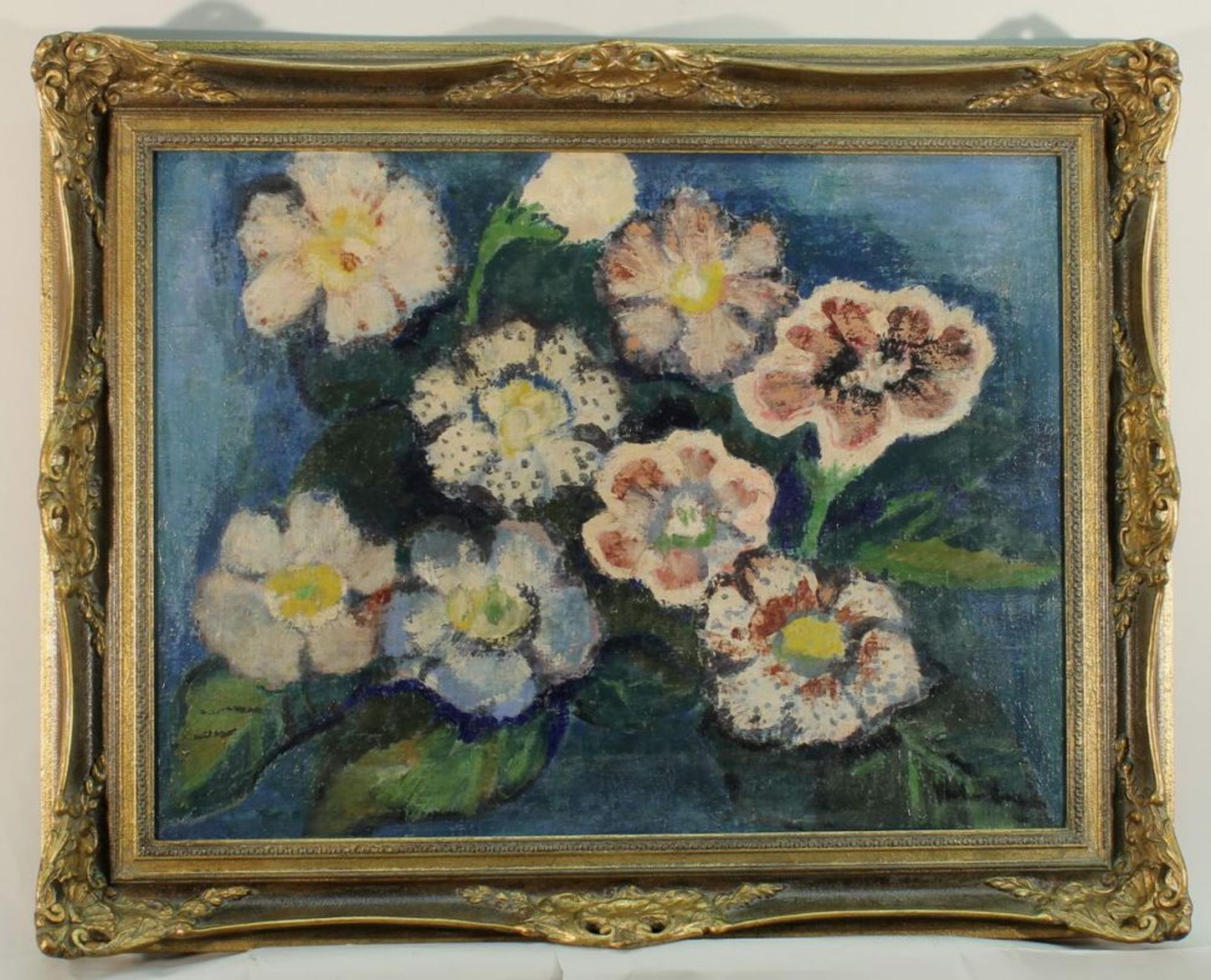 Reserve: 200 EUR        Vordemberge, Friedrich (1897 Osnabrück - 1980 Köln), "Blüten auf blauem - Image 3 of 5