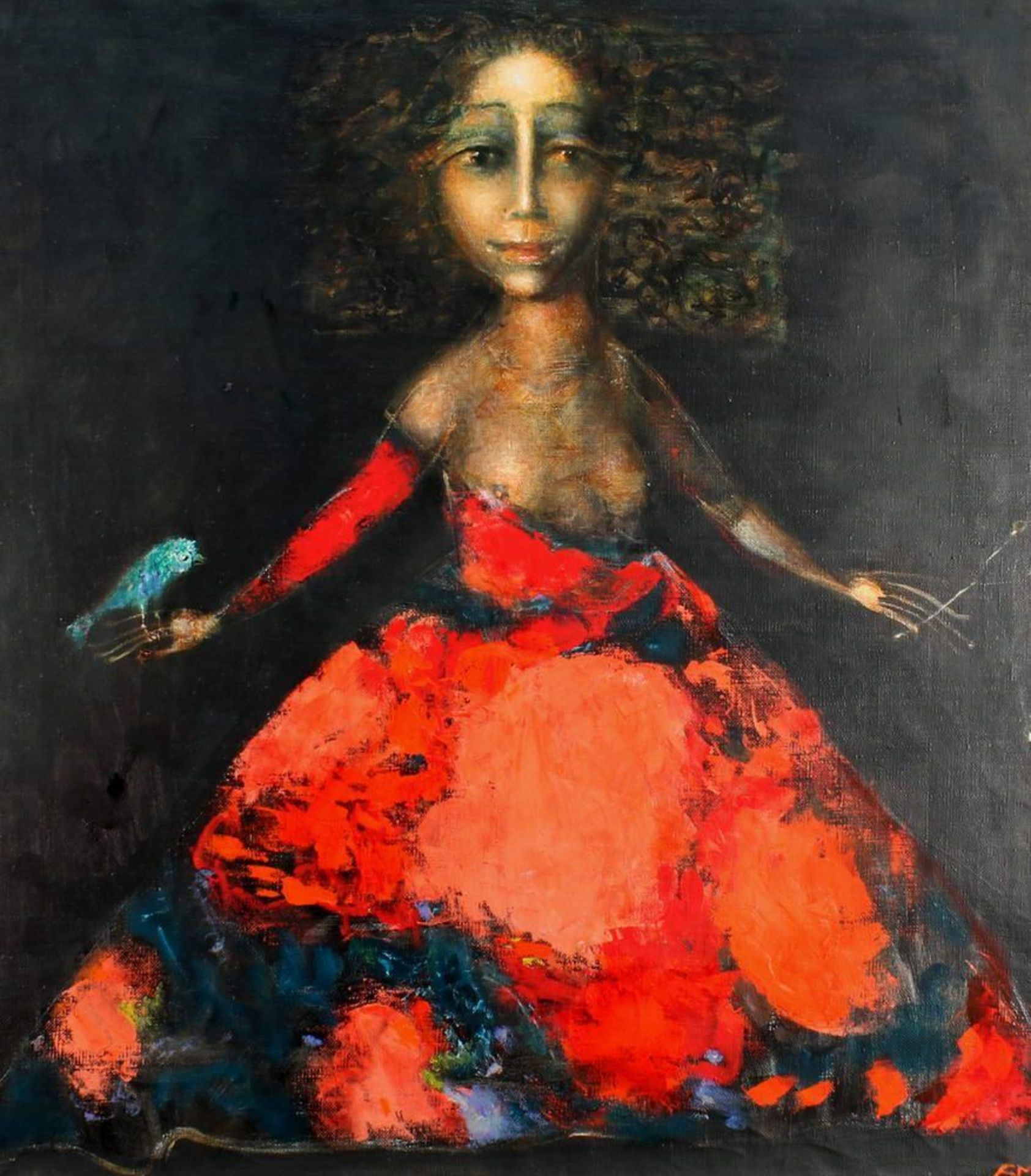 Reserve: 500 EUR        Medvedev, Andrei (geb. 1960, russischer Maler), "Frau in rotem Kleid ( - Image 2 of 10