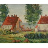 Reserve: 80 EUR        Bovenans, Jean (1. Hälfte 20. Jh.), "Häuser in Sommerlandschaft", Öl auf