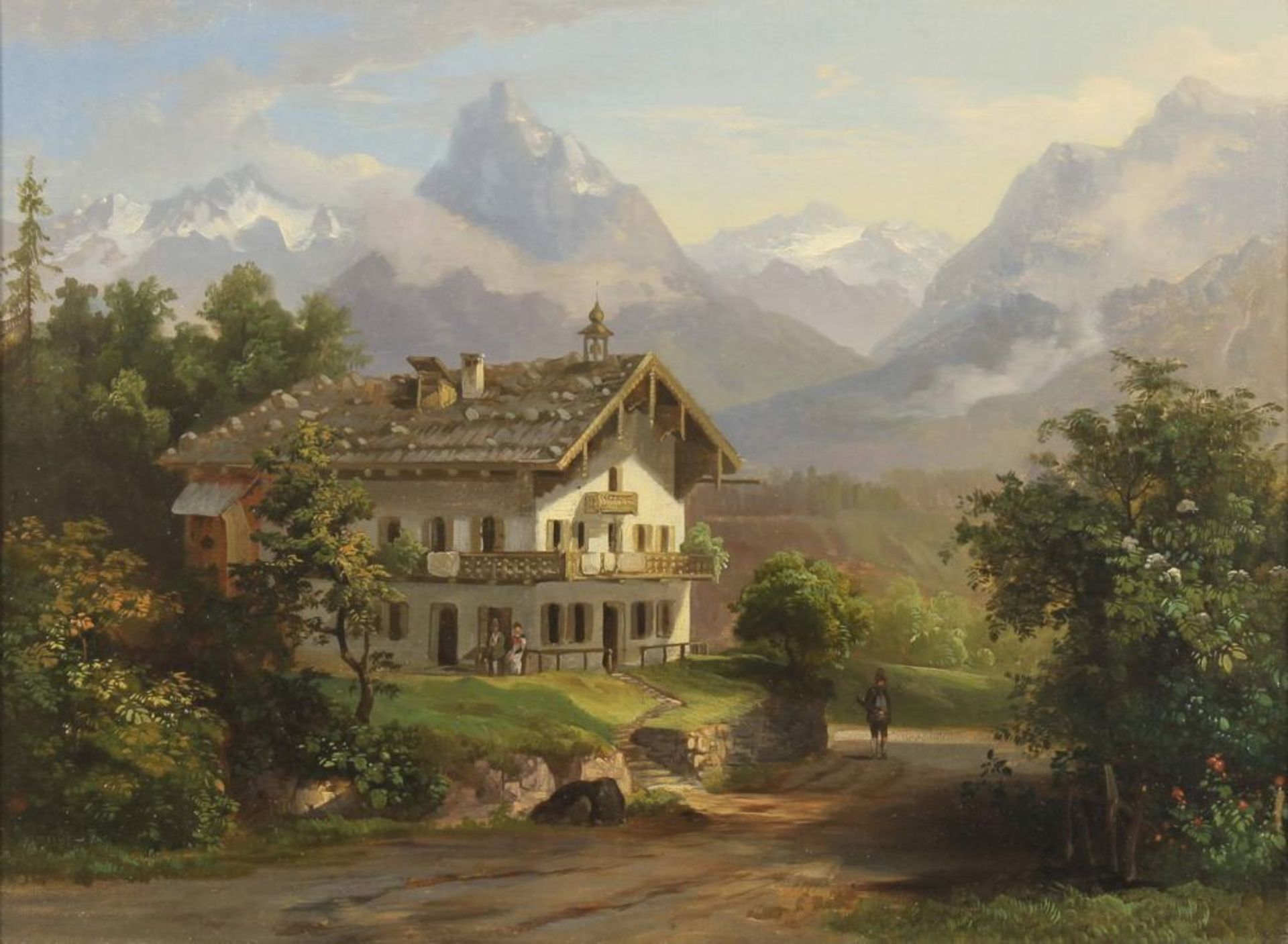 Reserve: 80 EUR        Landschaftsmaler (19./20. Jh.), 2 kleine Gemälde, "Häuser im Gebirge", Öl auf - Image 2 of 12