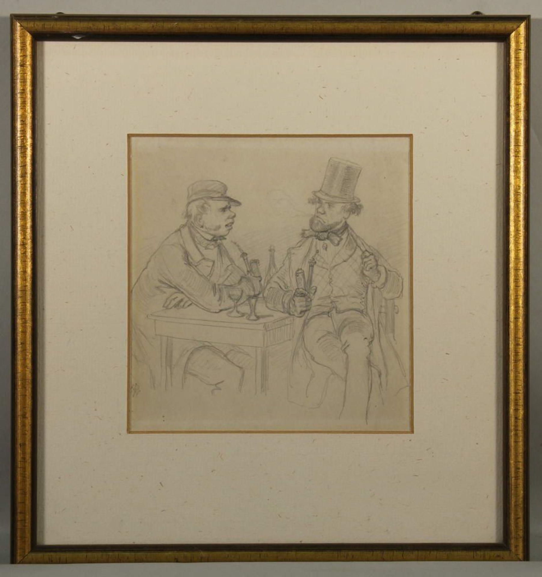 Reserve: 160 EUR        Ritter, Henry (1816 - 1853), Bleistiftzeichnung, "In der Gastwirtschaft", - Image 4 of 4